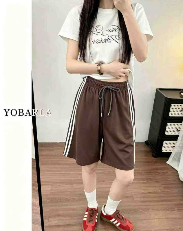 Summer New Retro Colorblock 3-Stripe Loose Wide Leg Casual Sports Shorts 445PCS - Image 1