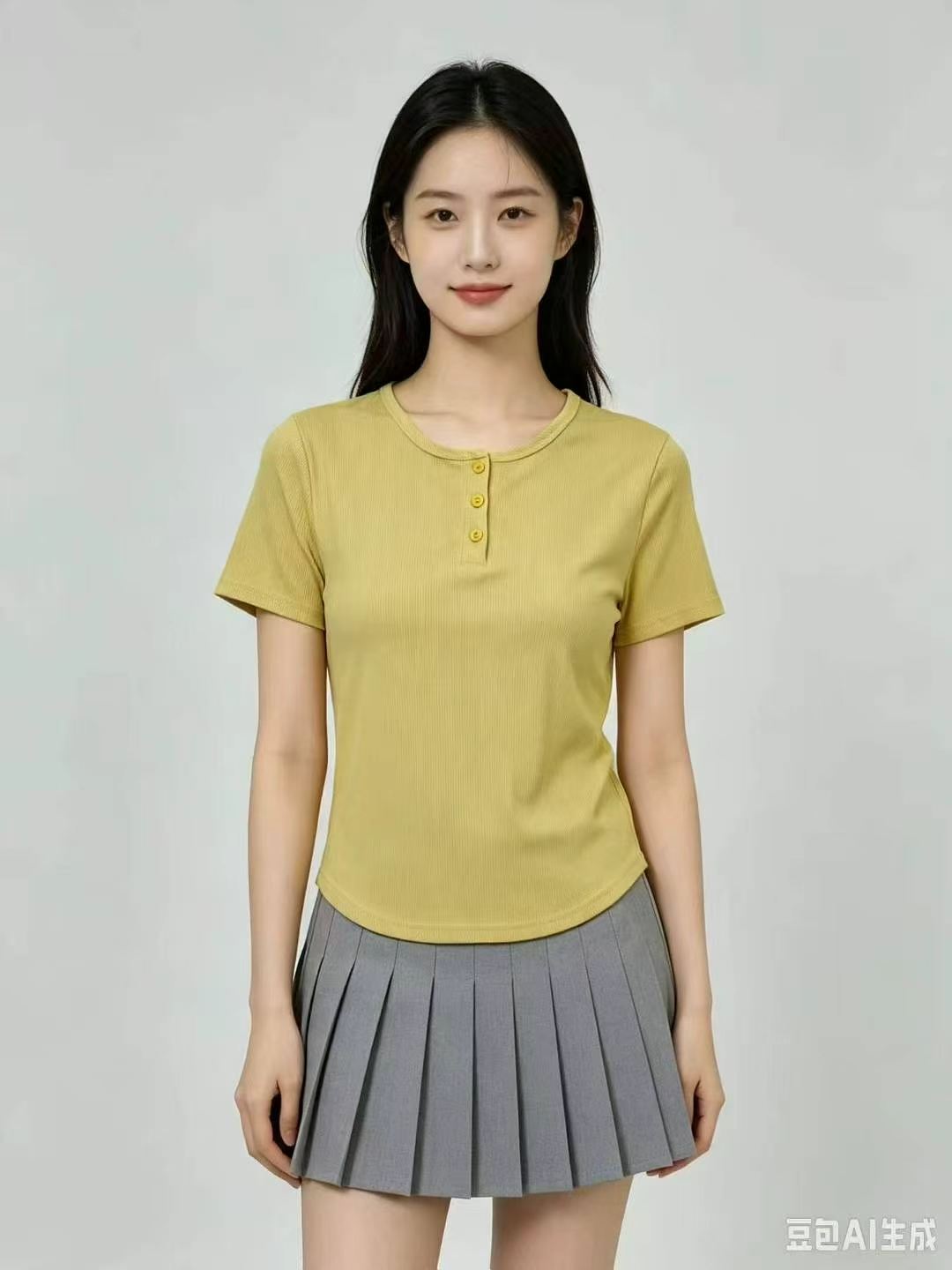 Fashion Niche Half Placket Button Women's Short Sleeve T-shirt 360 Pcs Single Color S-L Individually Packed - Image 8
