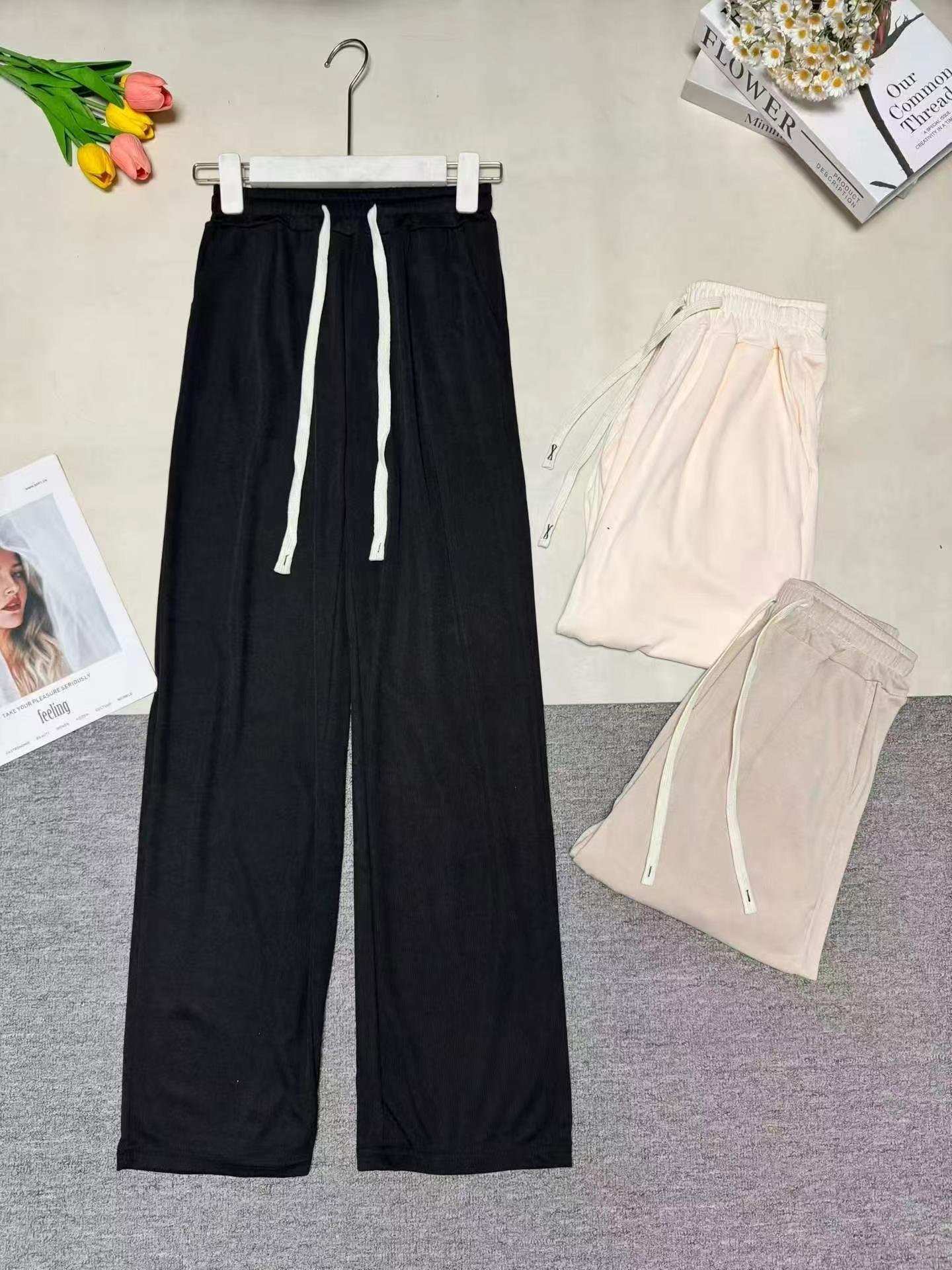 Fashion Casual Simple Drawstring Ice Silk Straight Pants, About 800 Pieces - Image 4