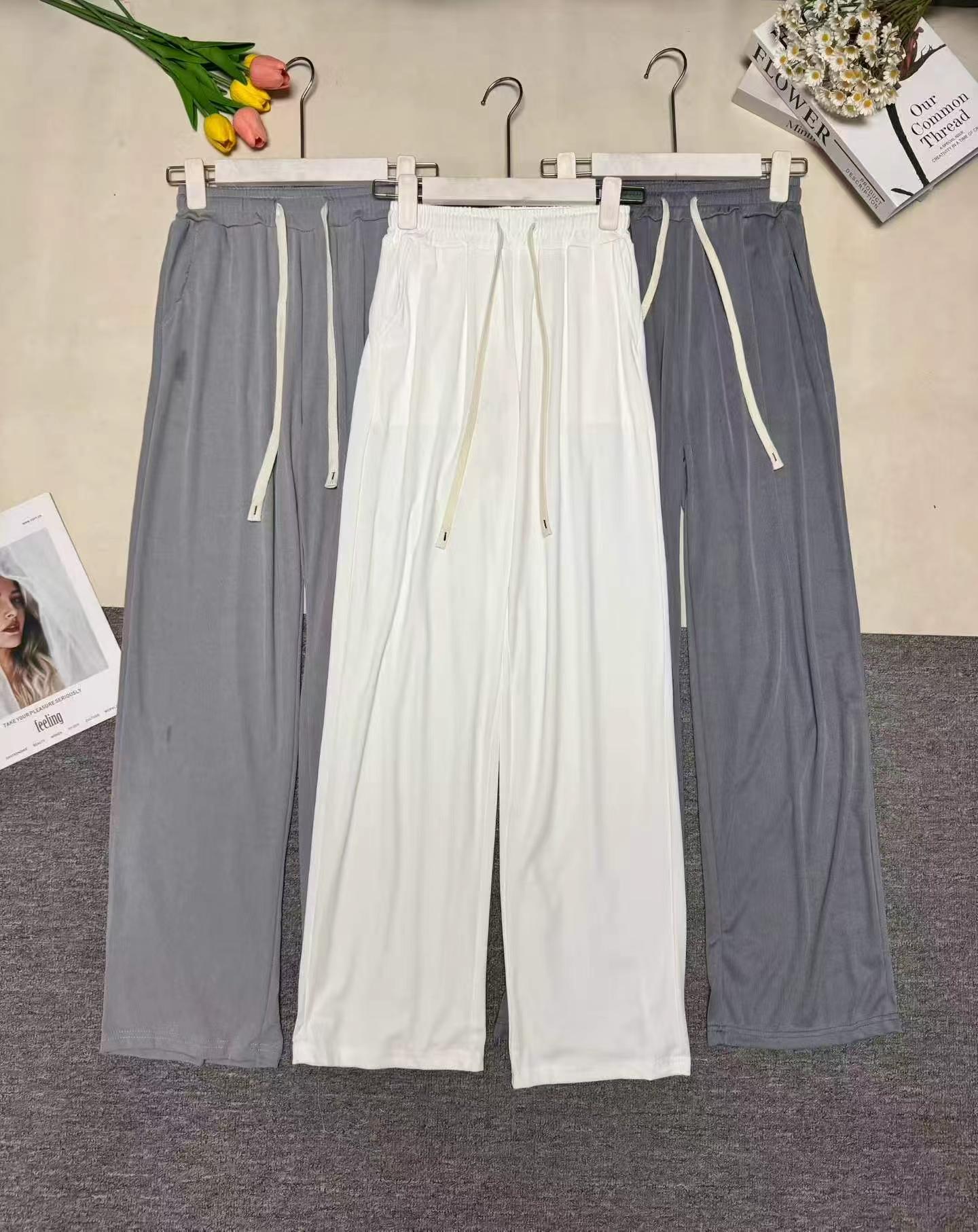 Fashion Casual Simple Drawstring Ice Silk Straight Pants, About 800 Pieces - Image 5