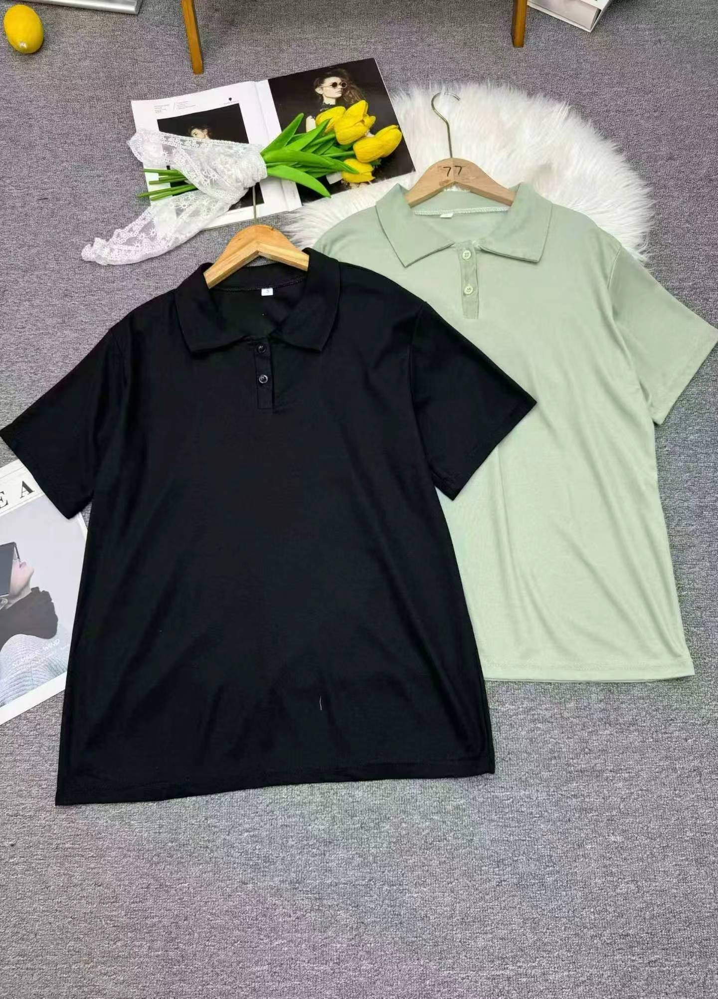 479件简约百搭短袖宽松Polo领上衣 - Image 6