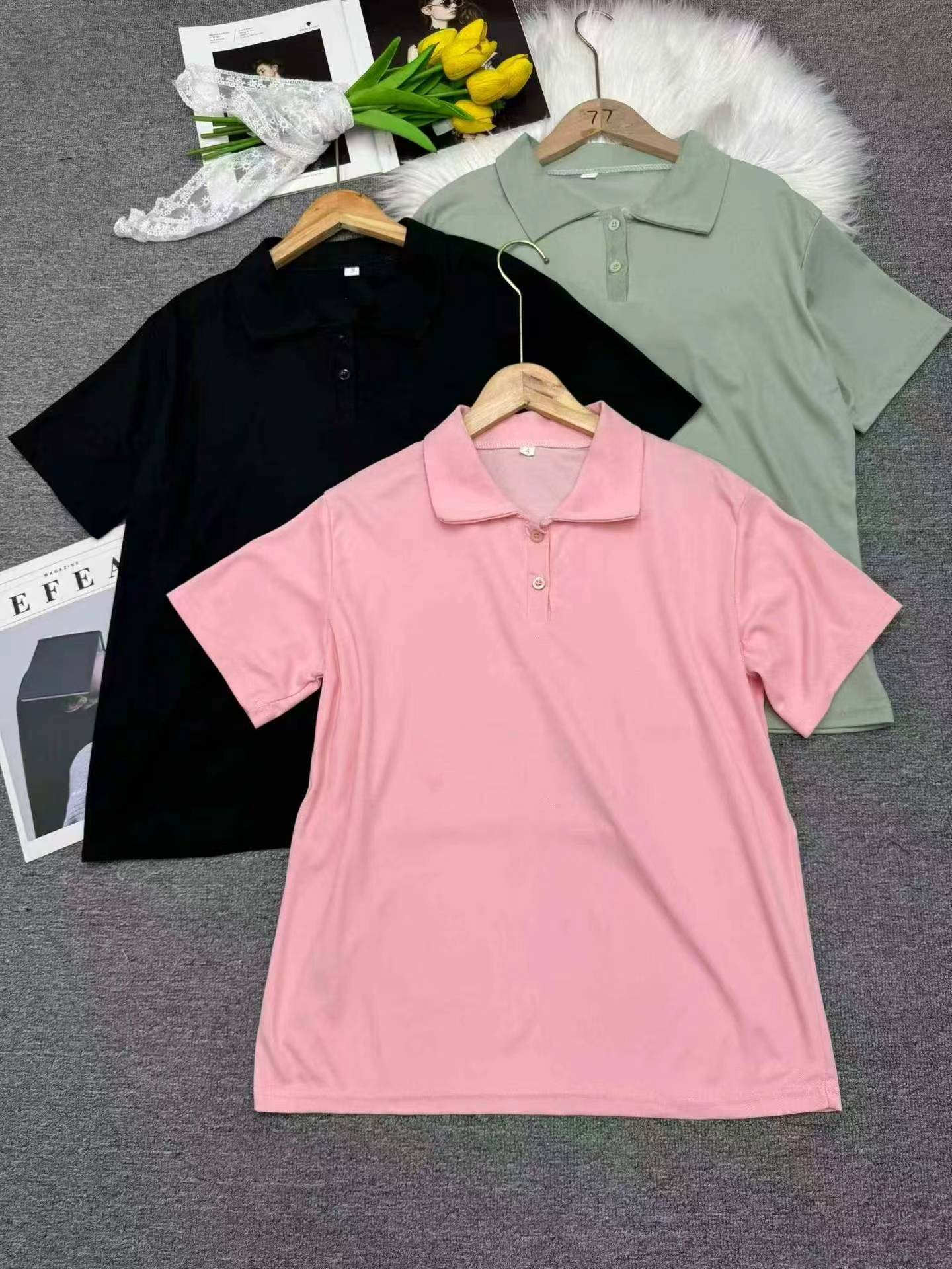 479件简约百搭短袖宽松Polo领上衣 - Image 8