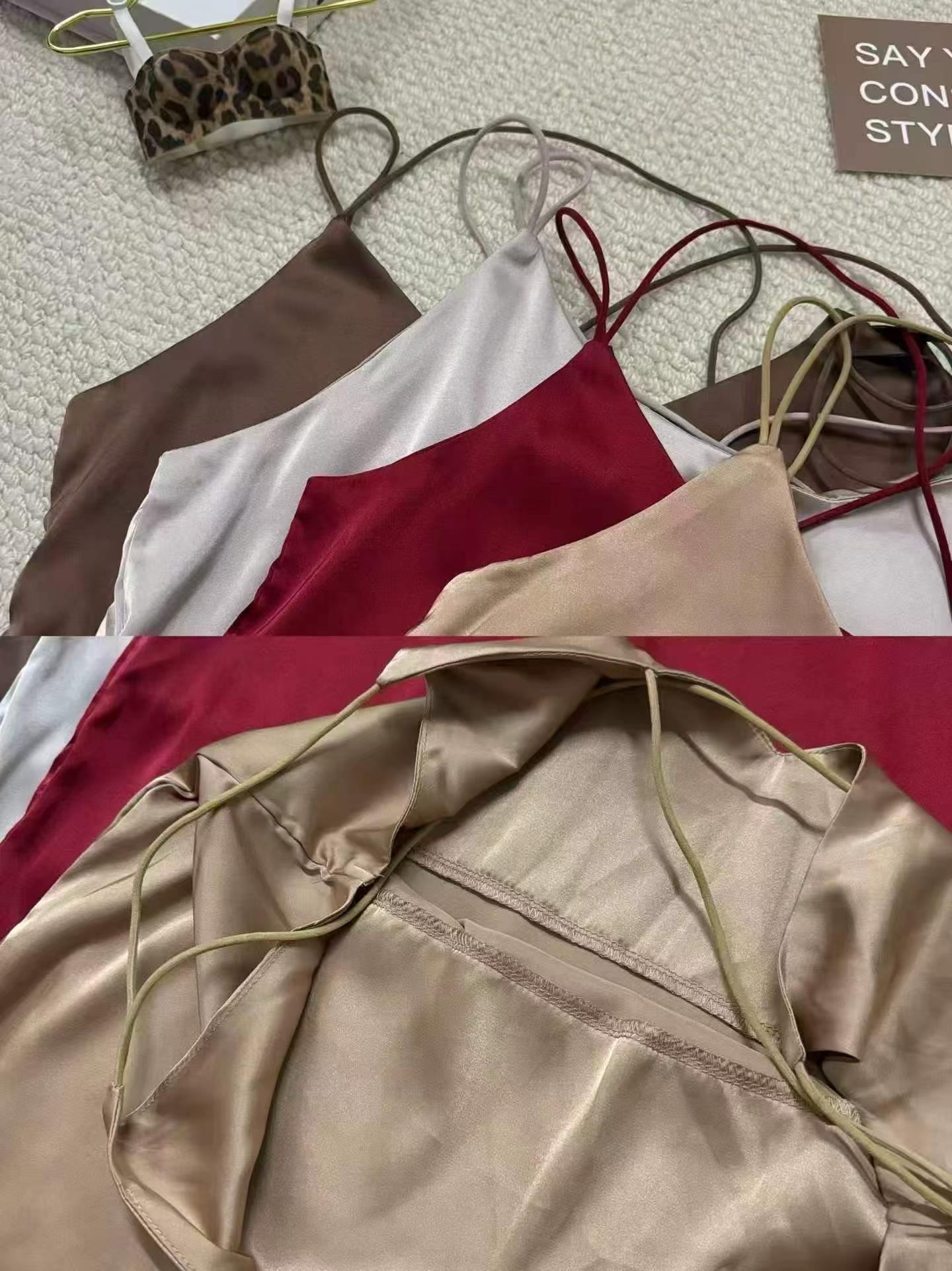 205pcs High-end Elegant Women's Faux Silk Camisoles, 5pcs Per Pack, Size XS-2XL - Image 5