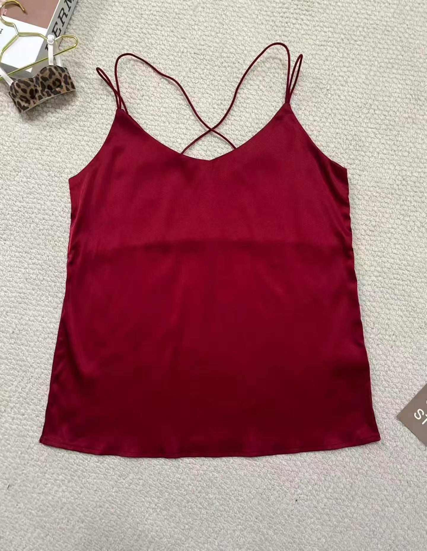 205pcs High-end Elegant Women's Faux Silk Camisoles, 5pcs Per Pack, Size XS-2XL - Image 6