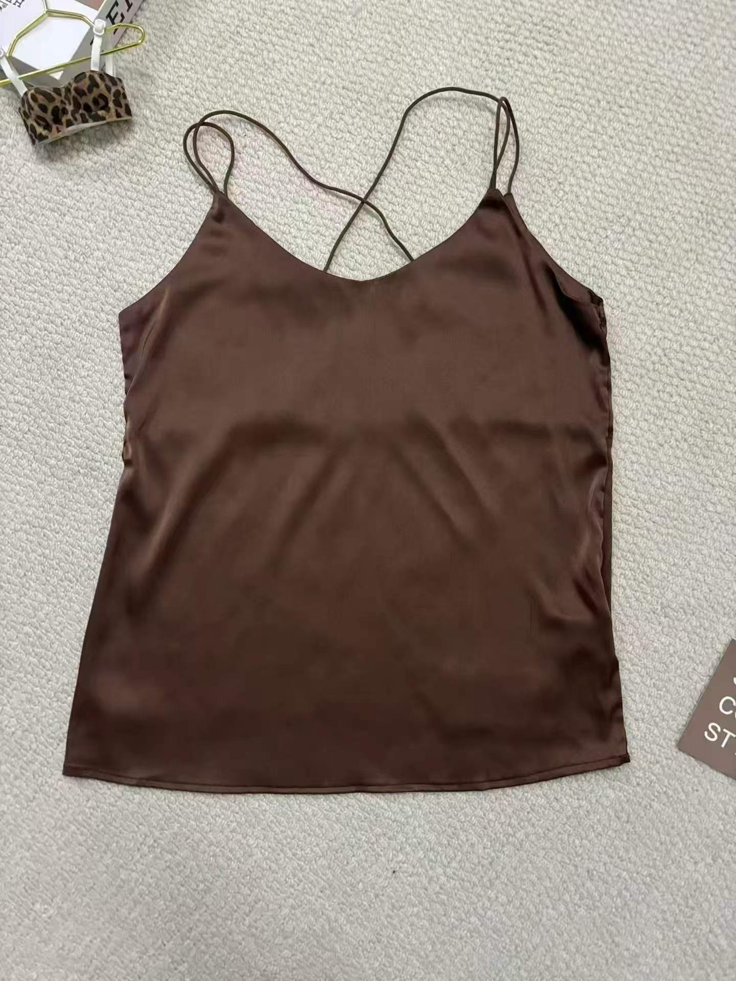 205pcs High-end Elegant Women's Faux Silk Camisoles, 5pcs Per Pack, Size XS-2XL - Image 7