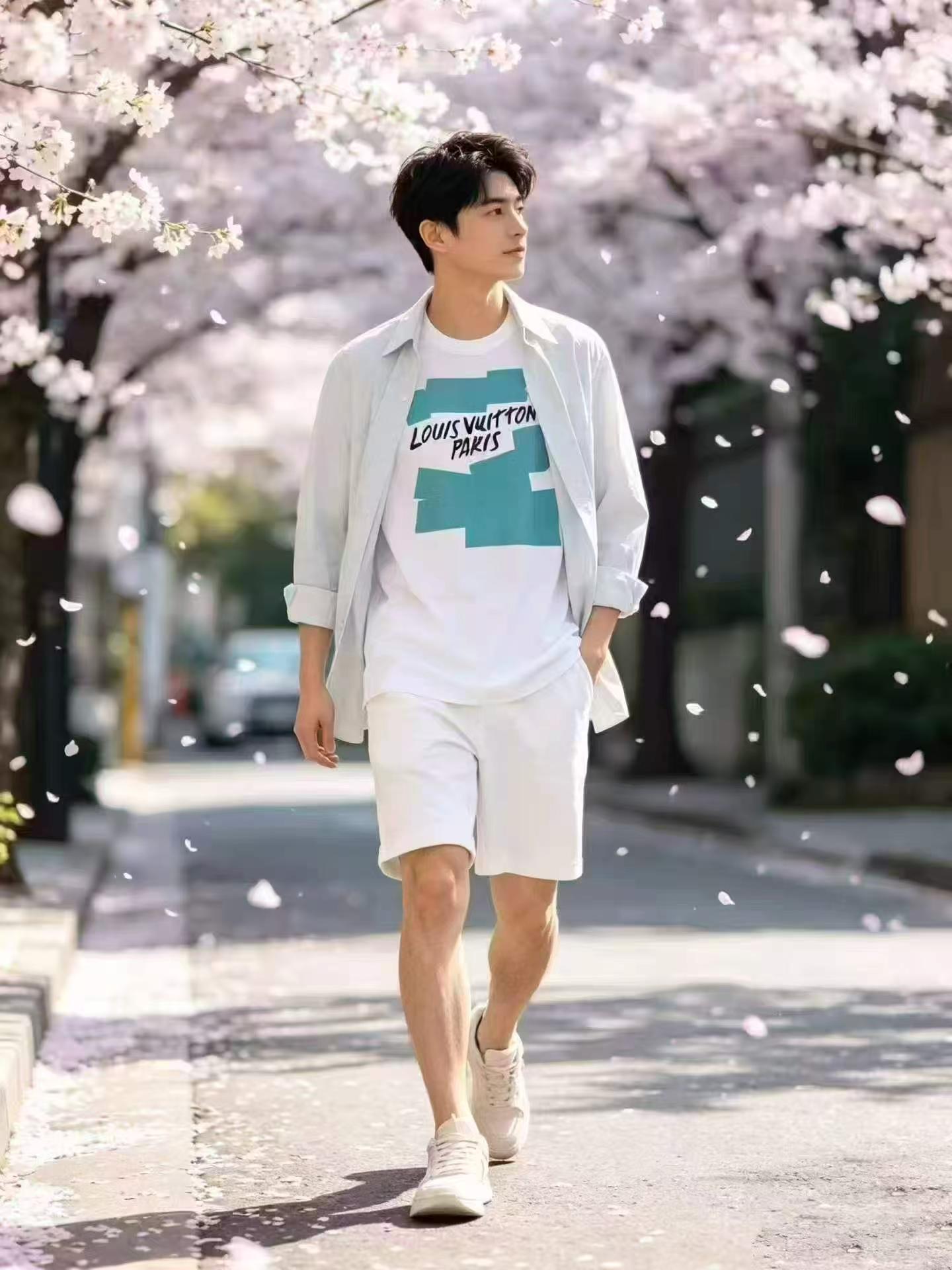 About 220pcs Cotton Trendy Men's Crew Neck Short Sleeve T-shirts - Image 3