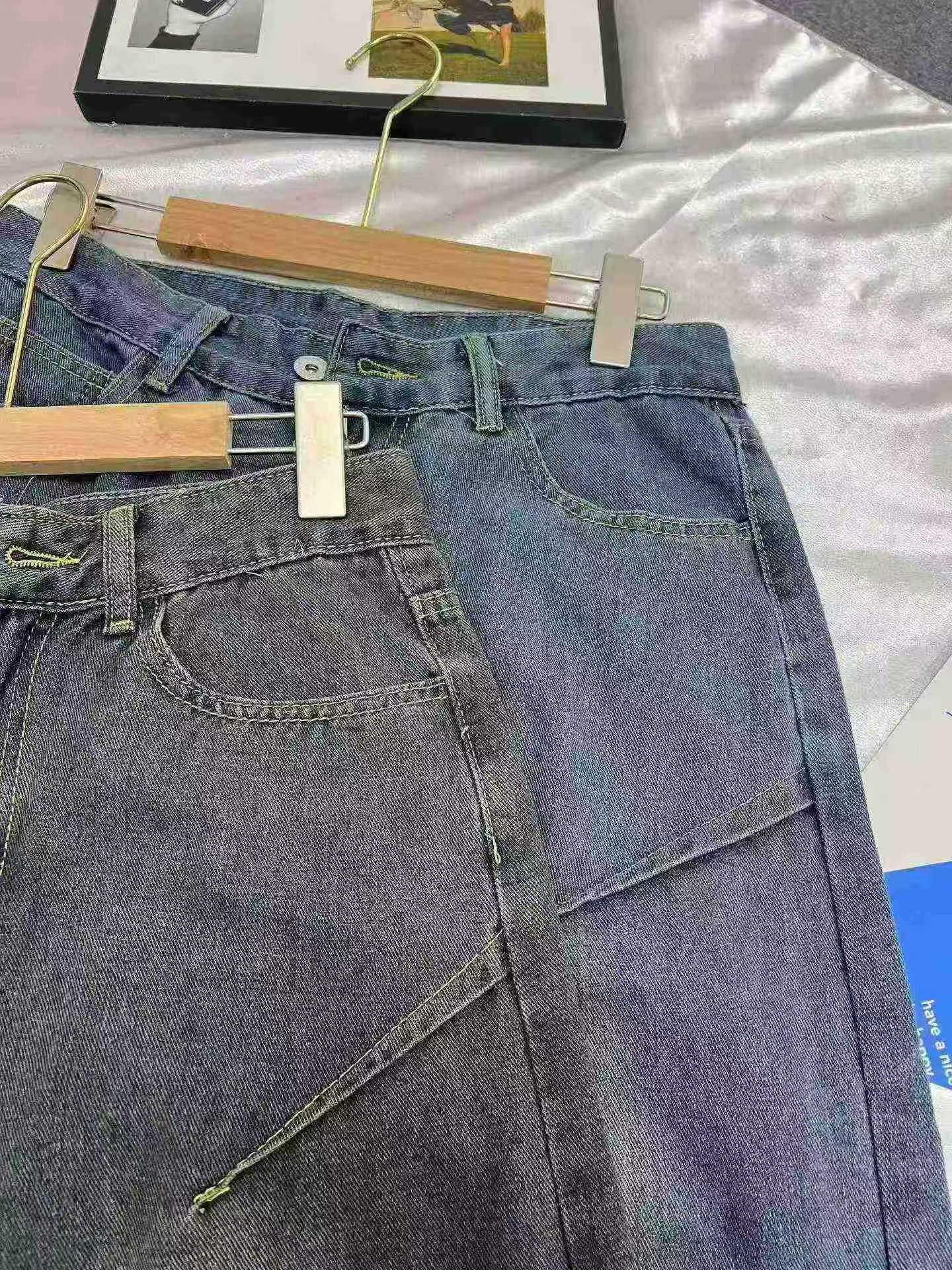 Seluar Jeans Denim Kedut Lelaki Longgar Kaki Lebar Gaya Jalanan Amerika 240 Helai - Image 7