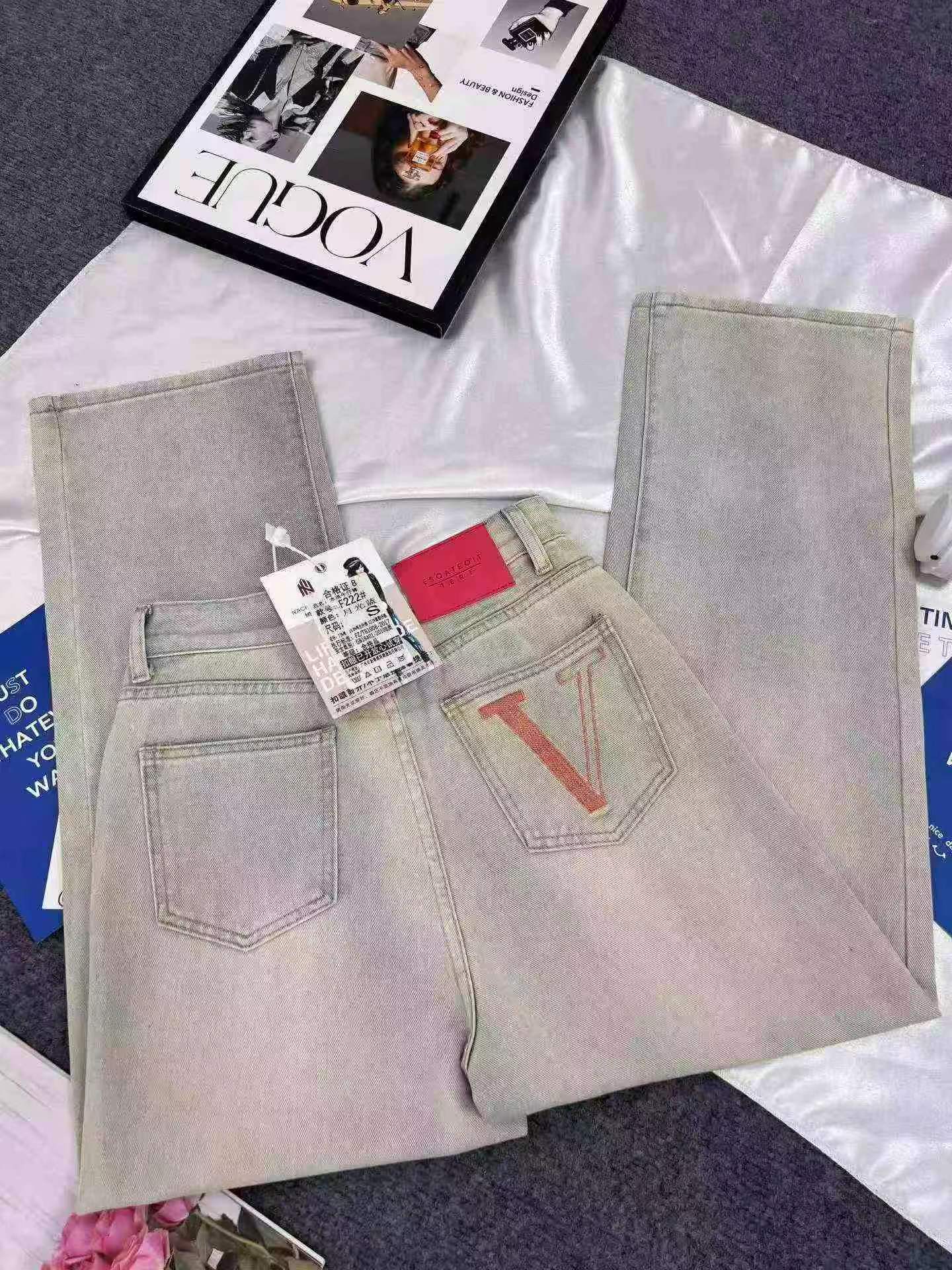880 Helai Seluar Jeans Lurus Longgar Kaki Lebar Pinggang Tinggi Gaya Retro Jalanan Amerika - Image 2