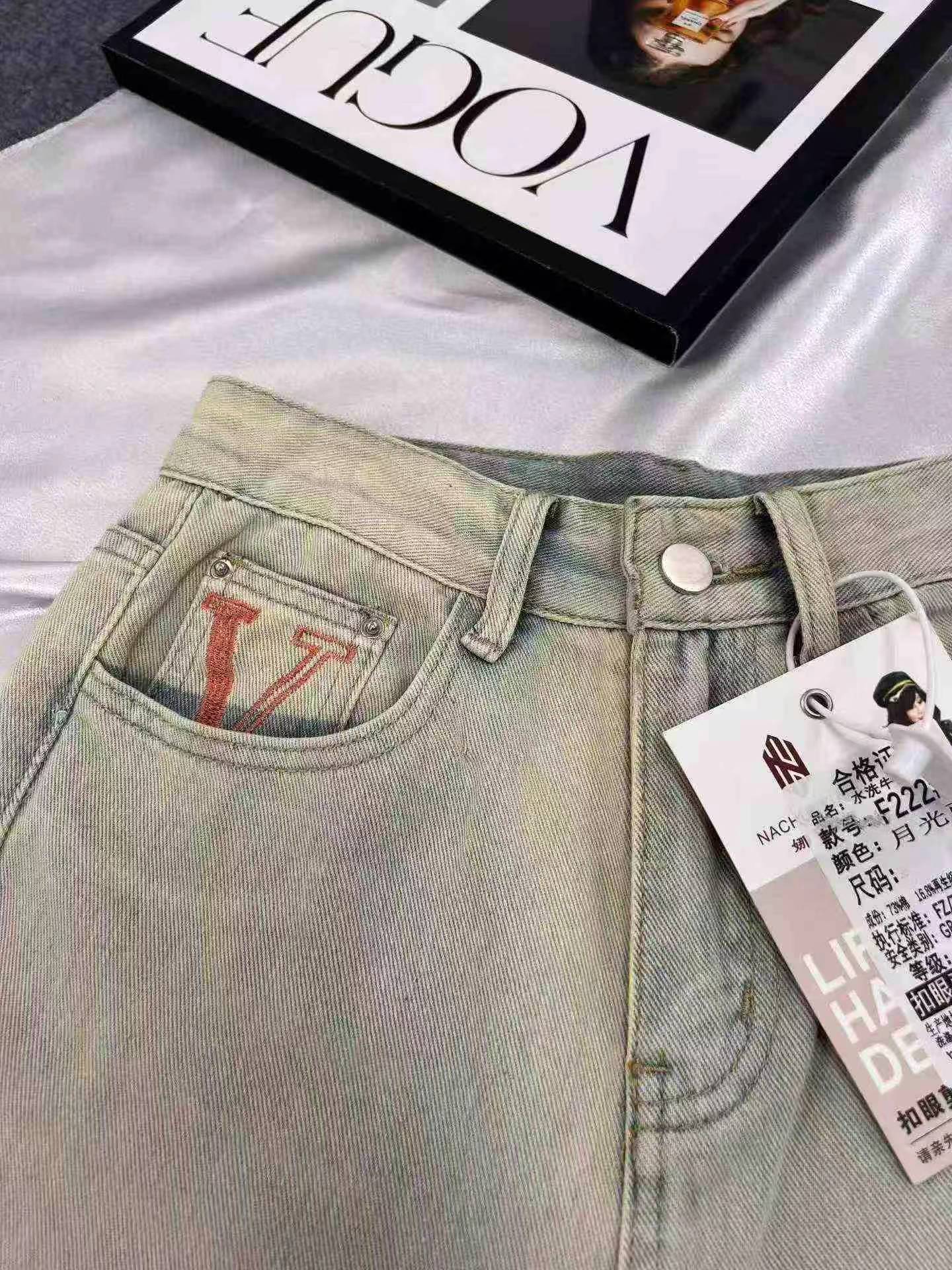 880 Helai Seluar Jeans Lurus Longgar Kaki Lebar Pinggang Tinggi Gaya Retro Jalanan Amerika - Image 3