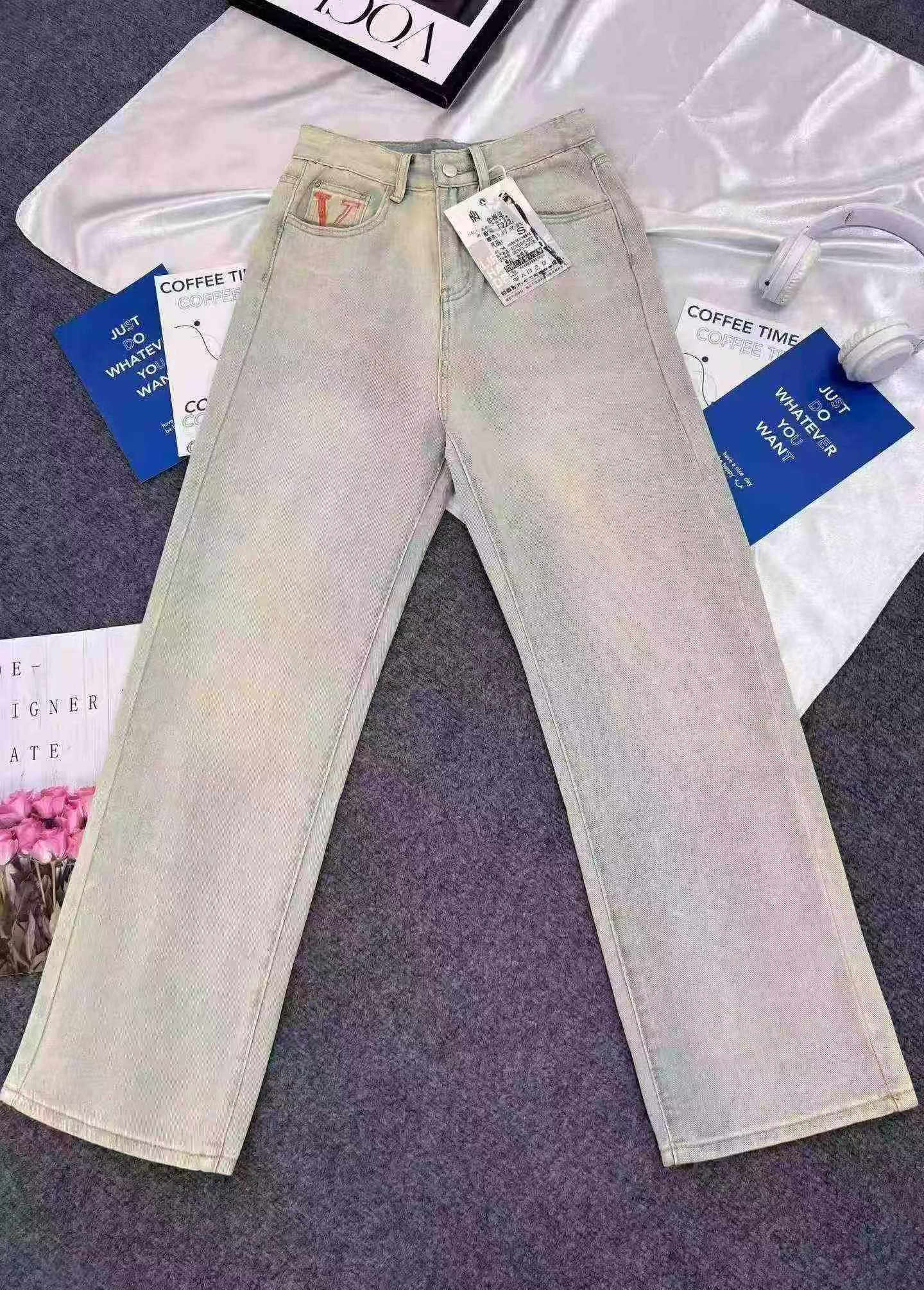 880 Helai Seluar Jeans Lurus Longgar Kaki Lebar Pinggang Tinggi Gaya Retro Jalanan Amerika - Image 4