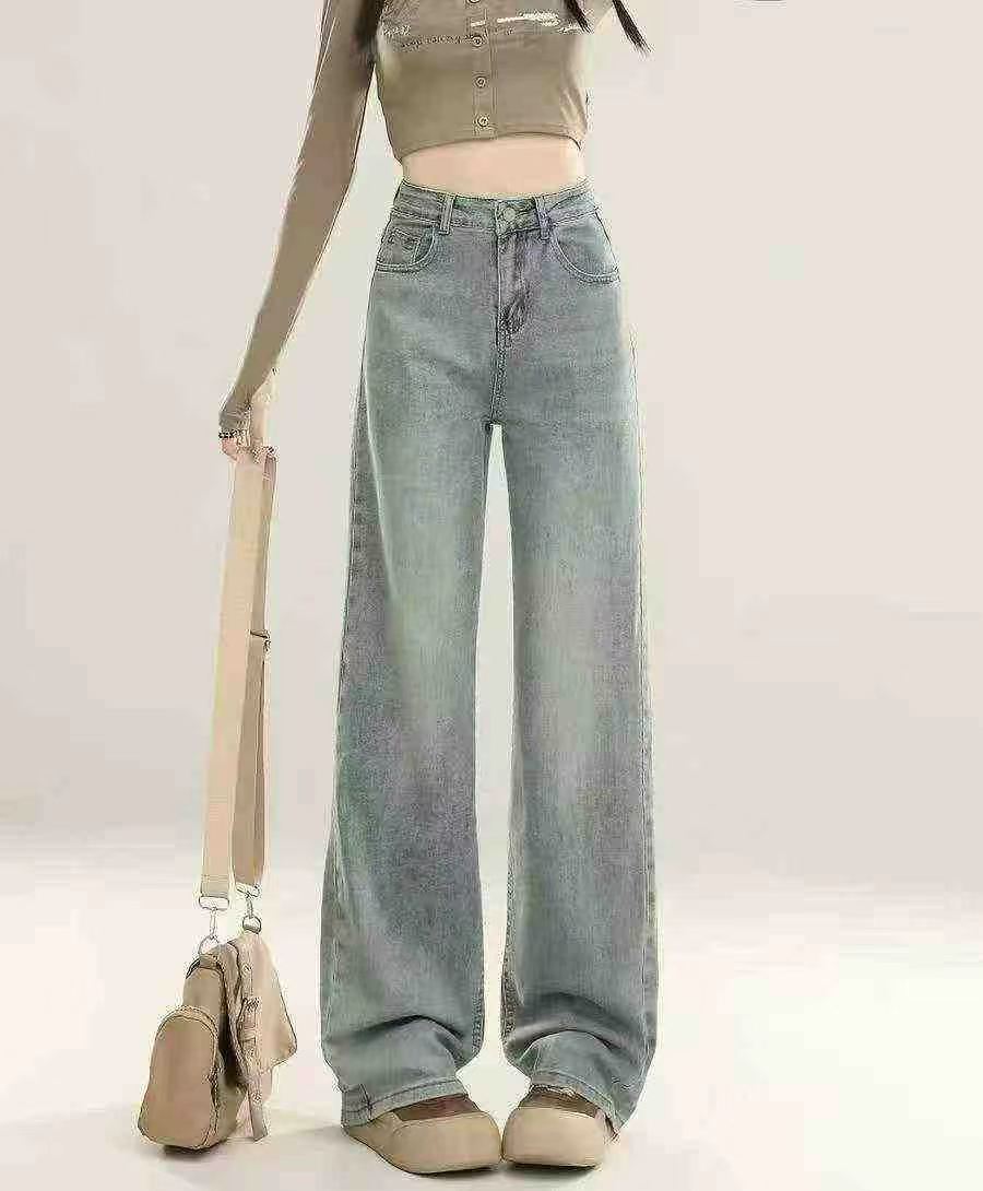 880 Helai Seluar Jeans Lurus Longgar Kaki Lebar Pinggang Tinggi Gaya Retro Jalanan Amerika - Image 6