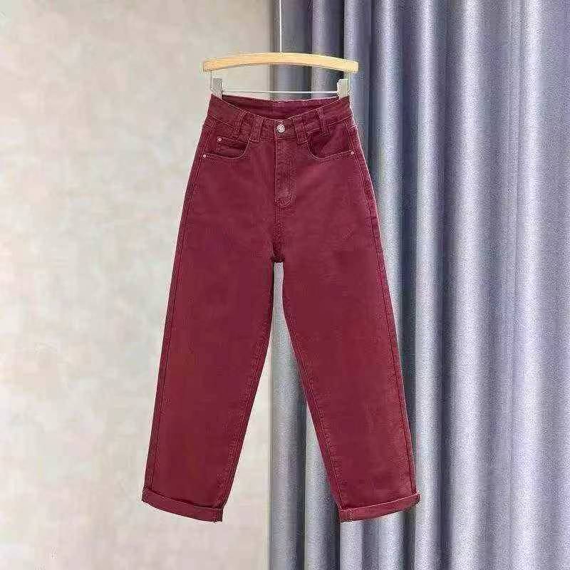 460PCS Angola Red Women's High Waist Loose Denim Jeans - Image 3