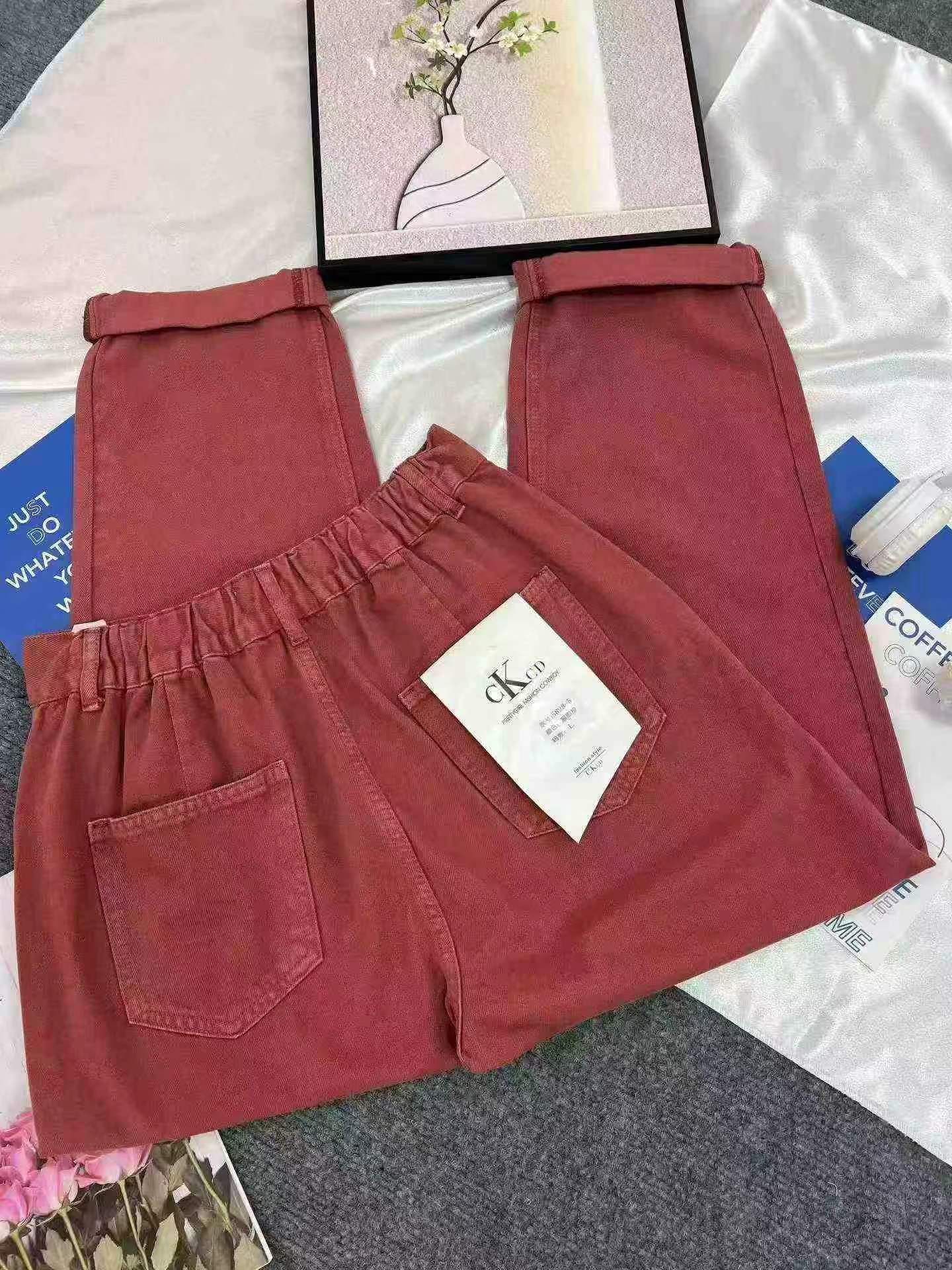 460PCS Angola Red Women's High Waist Loose Denim Jeans - Image 6