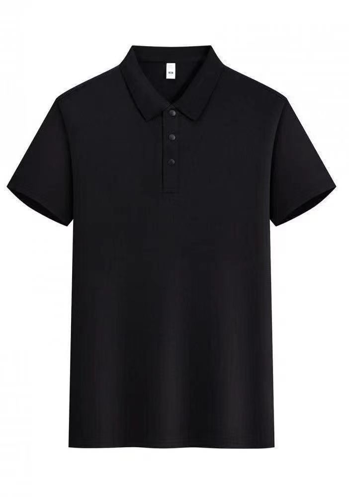 275PCS Men's Solid Short Sleeve Lapel T-shirts S-5XL Black - Image 2