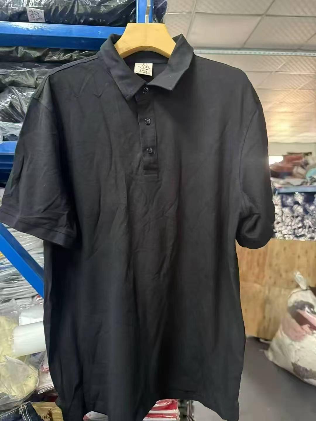275PCS Men's Solid Short Sleeve Lapel T-shirts S-5XL Black - Image 3