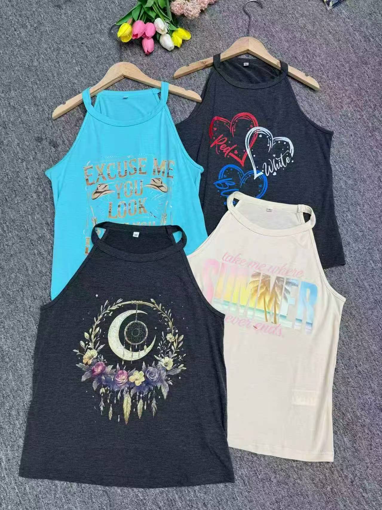Summer Printed Camisole Tank Tops 1100 Pieces Wholesale - Image 5