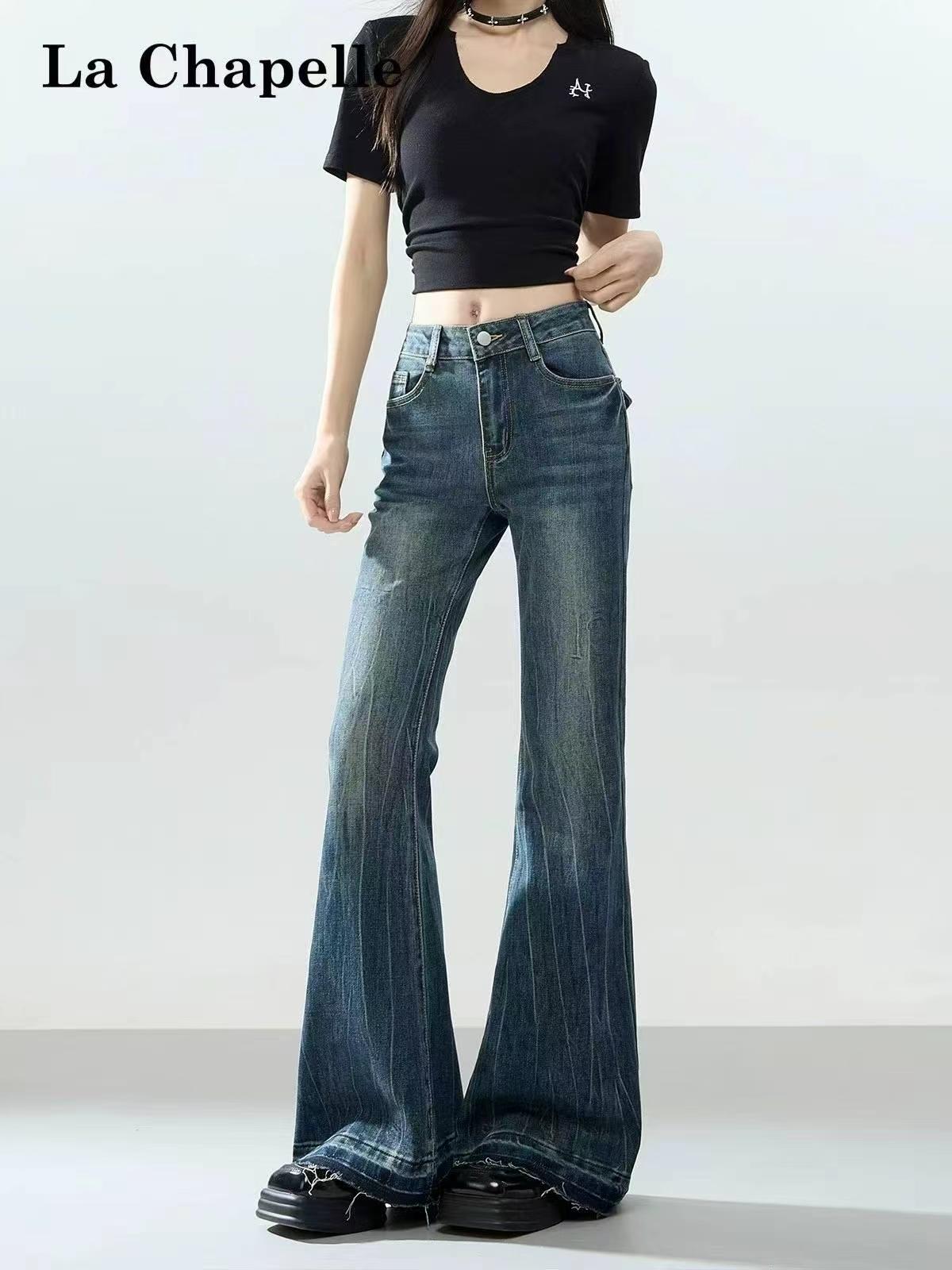 Jeans printemps-automne en coton lavé, droits à jambe large et micro-évasés, taille XL, environ 360 pièces - Image 5