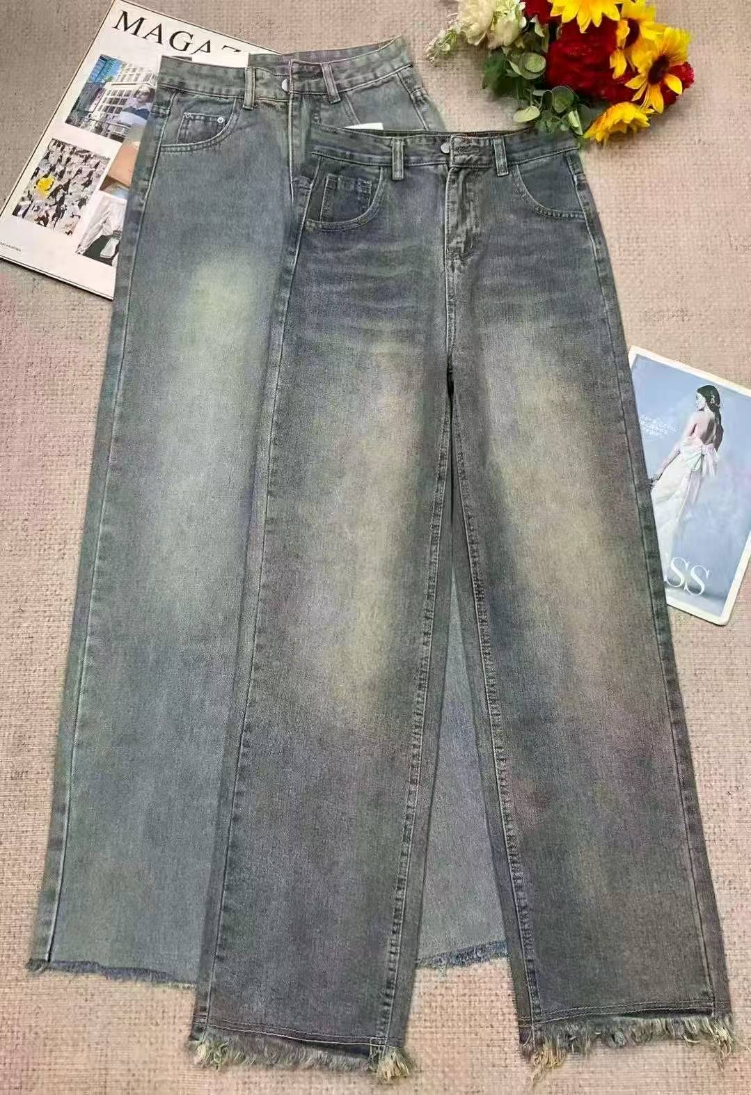 Spring Autumn Vintage Washed Cotton Narrow Straight Jeans, Size S-2XL, Total 811 Pieces - Image 2