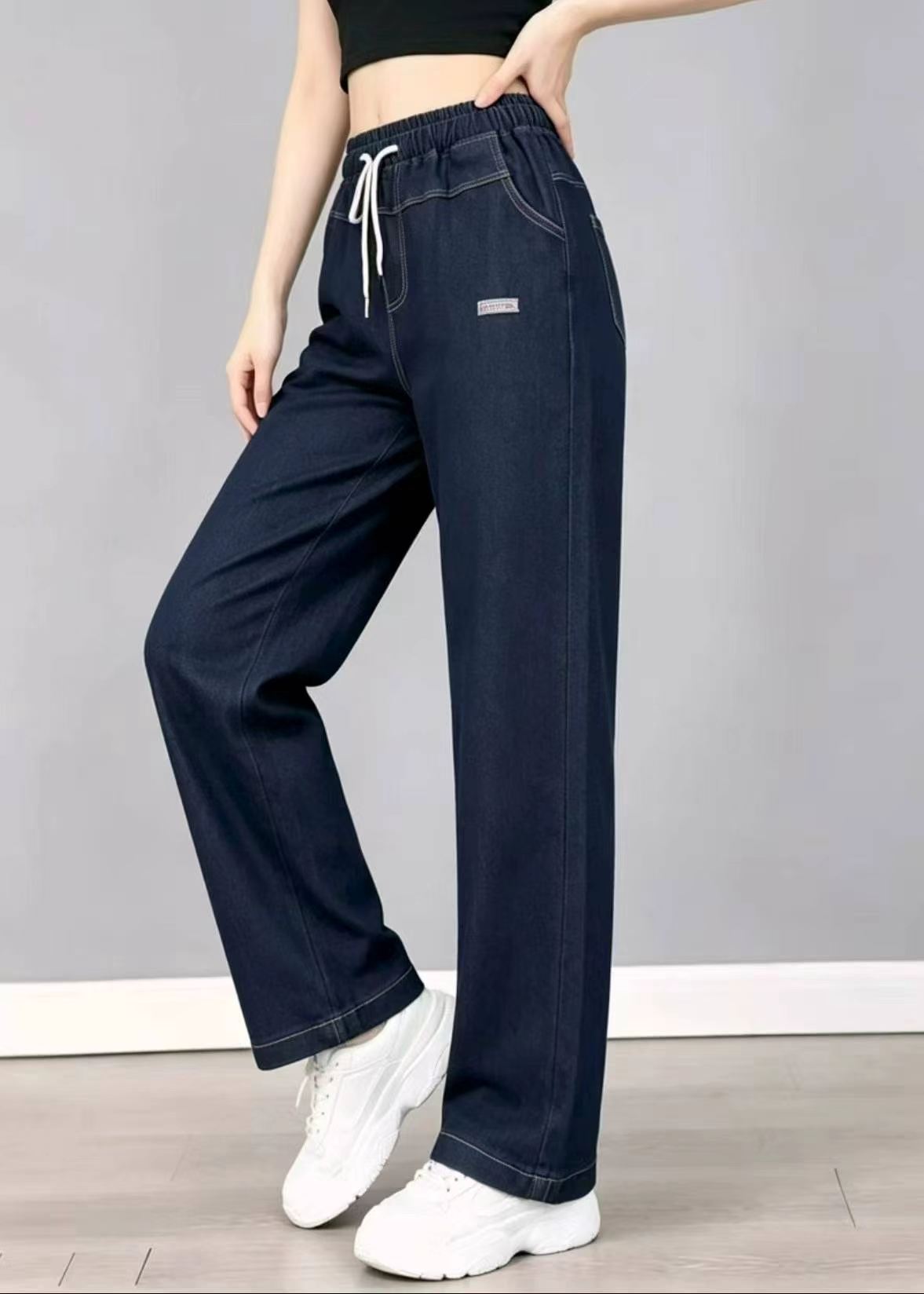 Vipande 650 vya Jeans za Moja kwa Moja za Kiuno cha Mpira za Mtindo wa Kale kwa Majira ya Kuchipua na Kupuputika Majani - Image 6