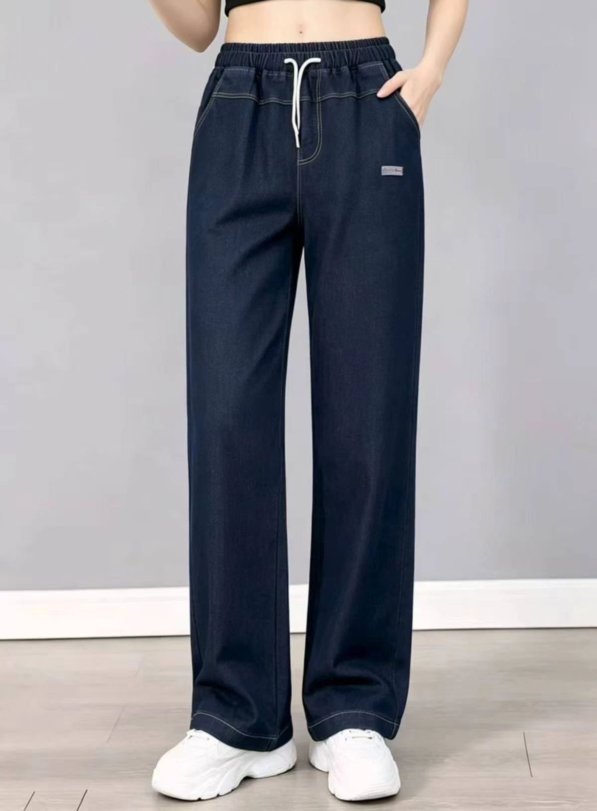 Vipande 650 vya Jeans za Moja kwa Moja za Kiuno cha Mpira za Mtindo wa Kale kwa Majira ya Kuchipua na Kupuputika Majani - Image 7