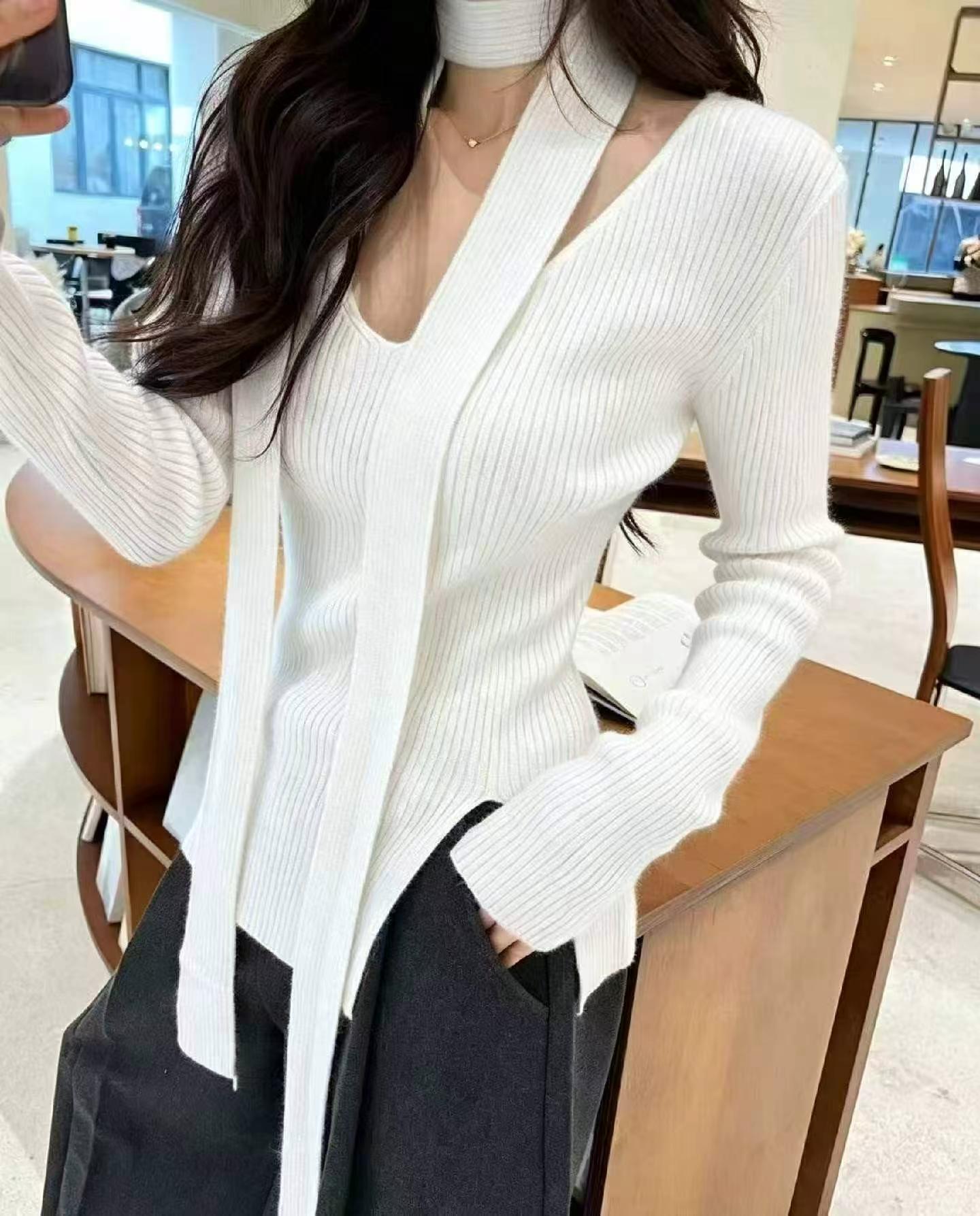 Áo len dệt kim tay dài cổ quấn dáng rộng màu trơn mẫu mới dành cho Xuân Thu, 415 chiếc - Image 6
