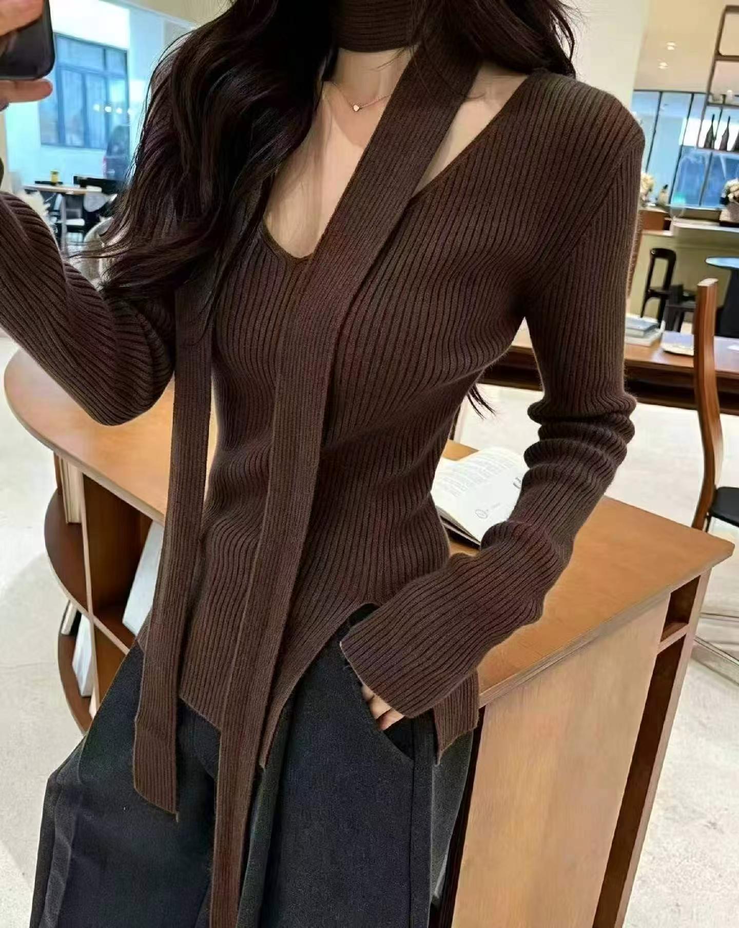 Áo len dệt kim tay dài cổ quấn dáng rộng màu trơn mẫu mới dành cho Xuân Thu, 415 chiếc - Image 7