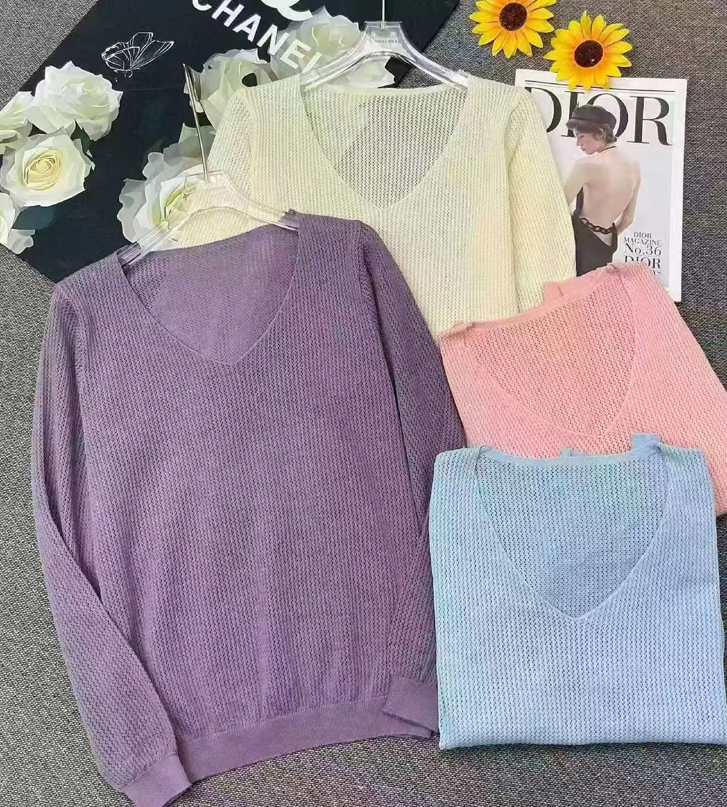 Early Autumn New Korean Style Solid Loose V-neck Knit Pullover Sweater 436 Pieces - Image 3