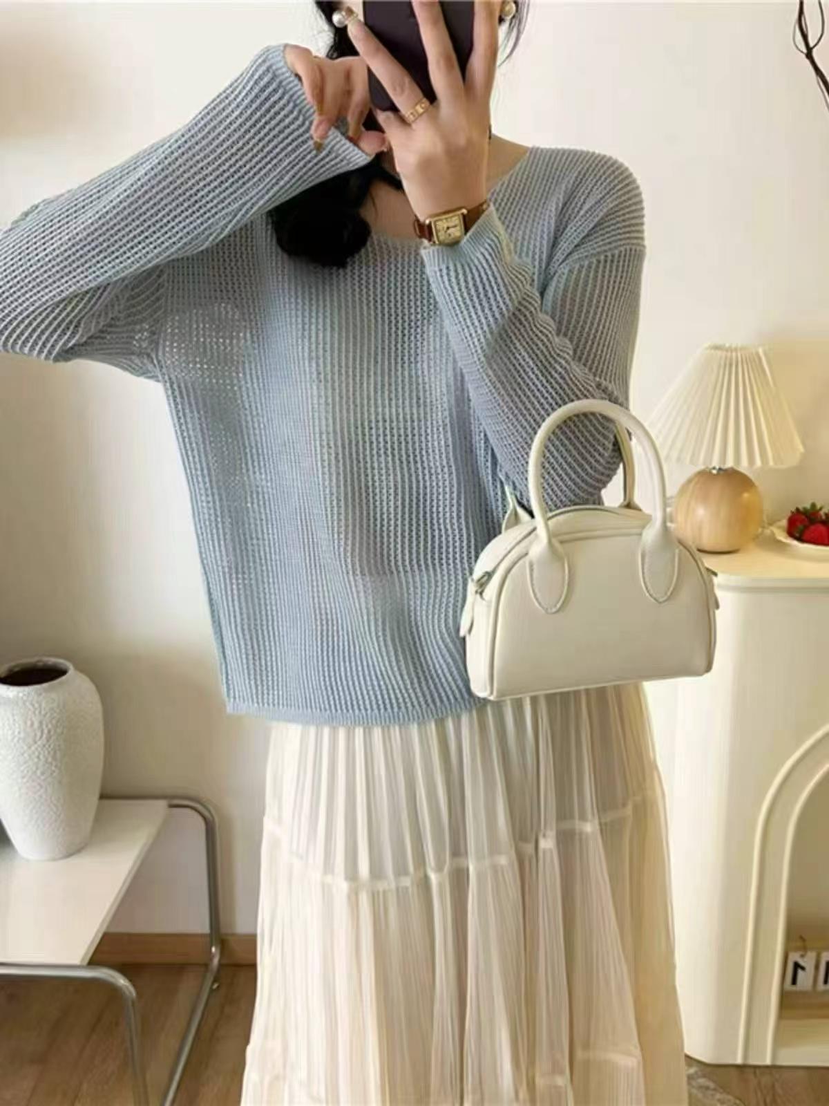Early Autumn New Korean Style Solid Loose V-neck Knit Pullover Sweater 436 Pieces - Image 4