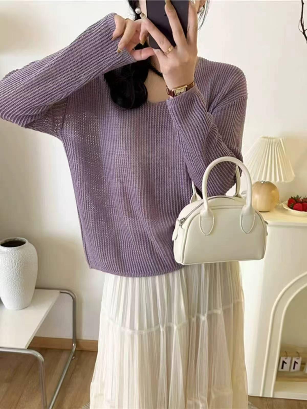 Early Autumn New Korean Style Solid Loose V-neck Knit Pullover Sweater 436 Pieces - Image 6