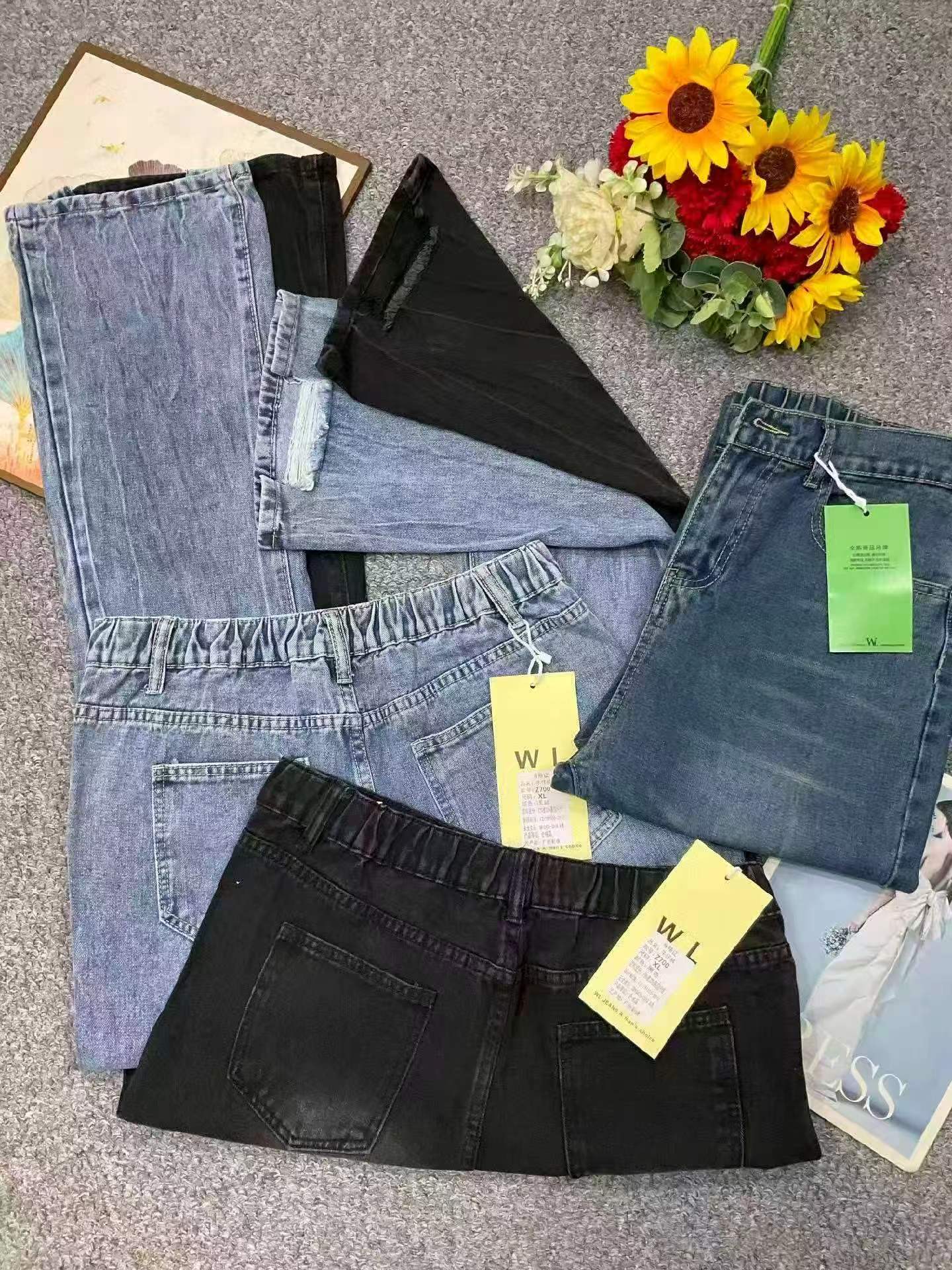 Spring Autumn Men's Washed Cotton Lightning Pattern Flared Jeans 2417 Pieces - Image 4