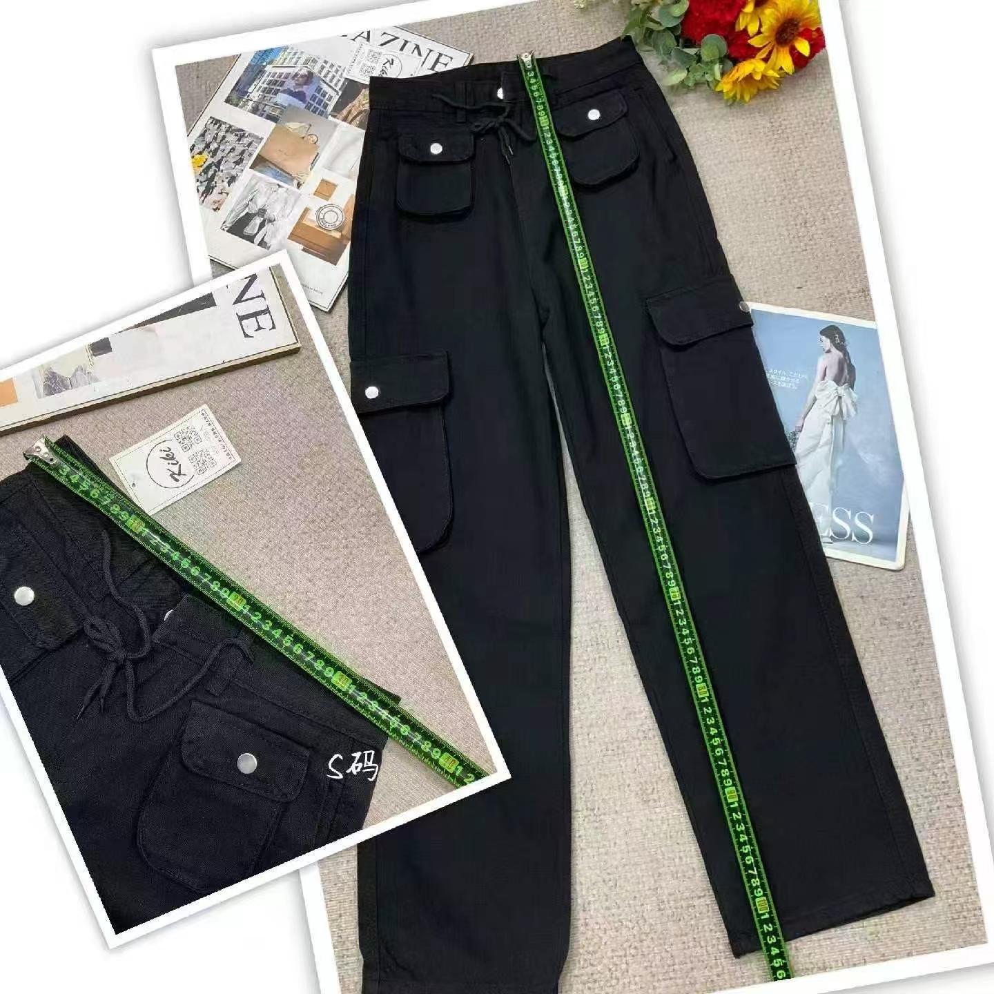 Spring Autumn Vintage Washed Cotton Multi-pocket Straight Wide Leg Jeans, 320 PCS - Image 5