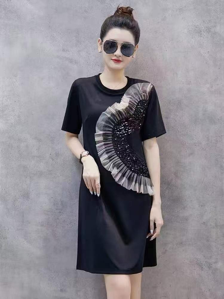 New Black Splicing Slim Straight Casual Dress For Petite With Pockets, About 220 Pieces - Image 3