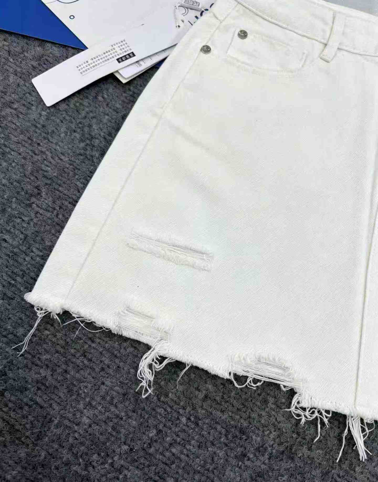 423 Pieces White High Waist Slim A-line Denim Skirt - Image 5