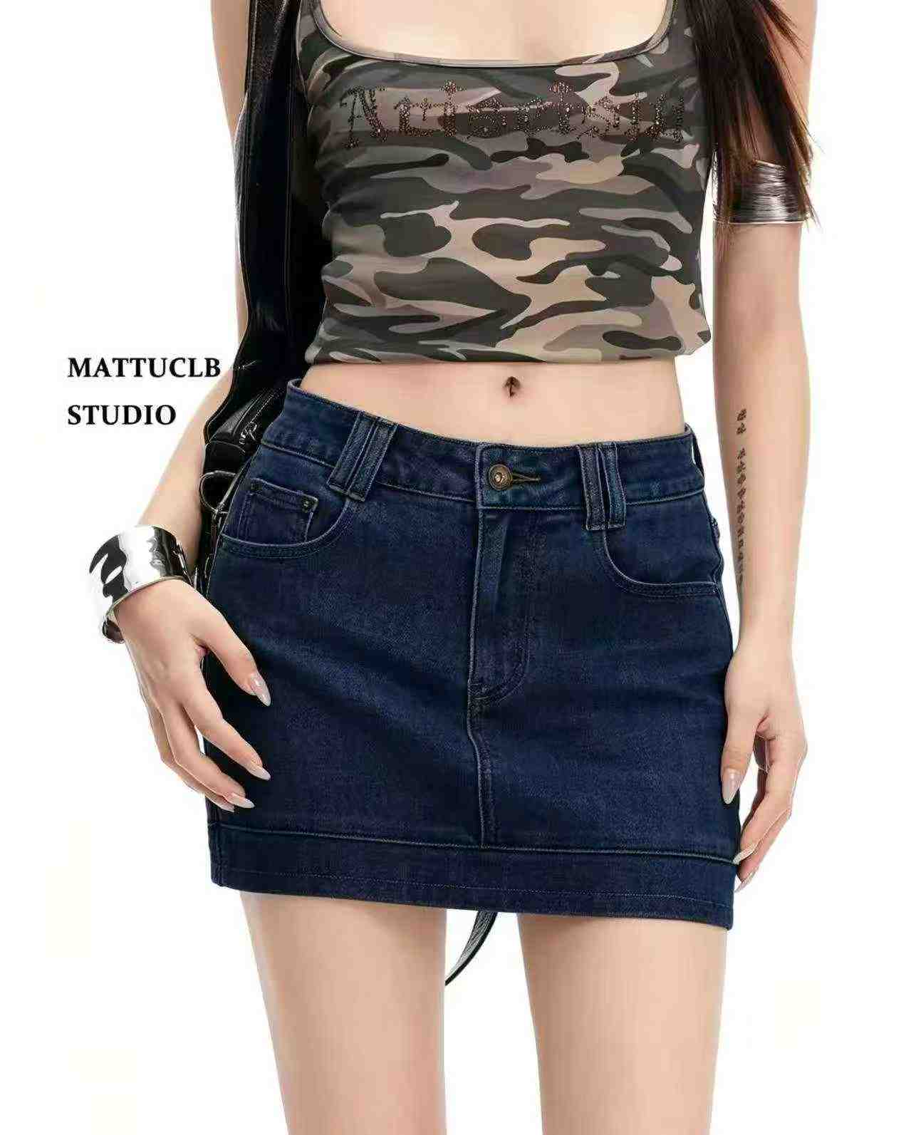 900PCS Stretch American Hot Girl Denim Mini Skirt For Women - Image 2