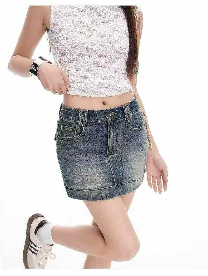 900PCS Stretch American Hot Girl Denim Mini Skirt For Women - Image 3