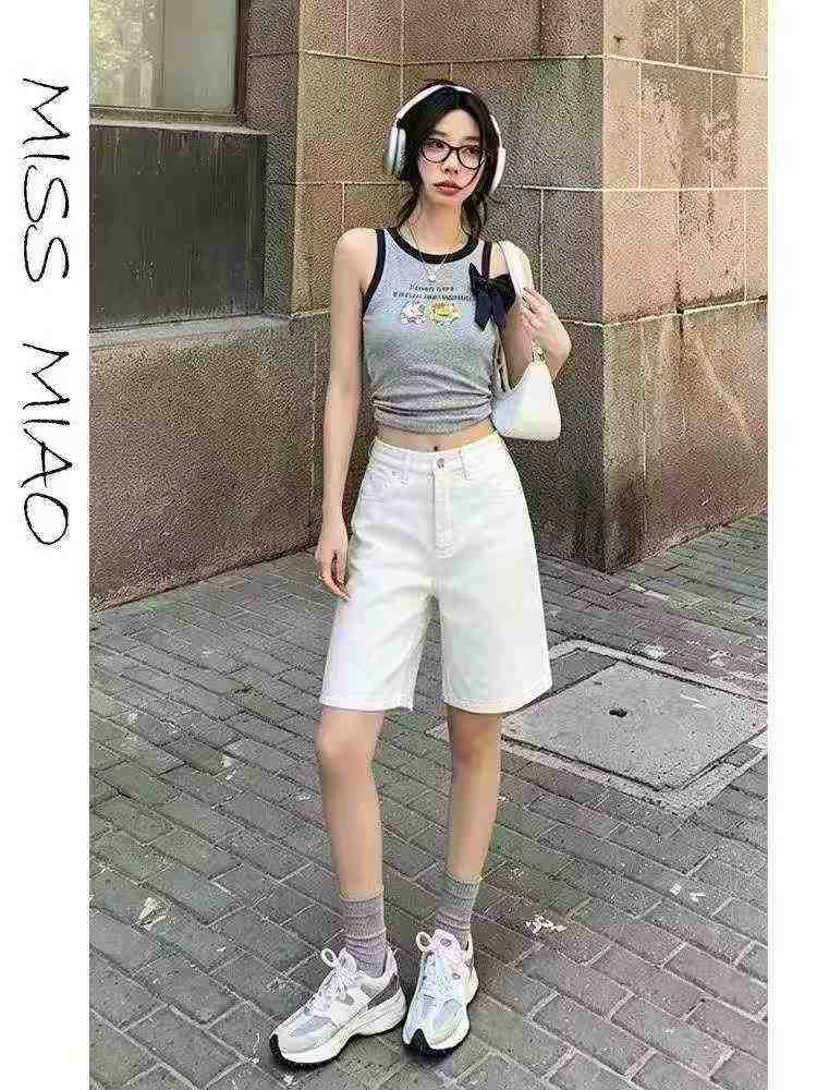 620 szt. Nowe letnie damskie proste spodenki dżinsowe typu stretch w stylu amerykańskim - Image 3