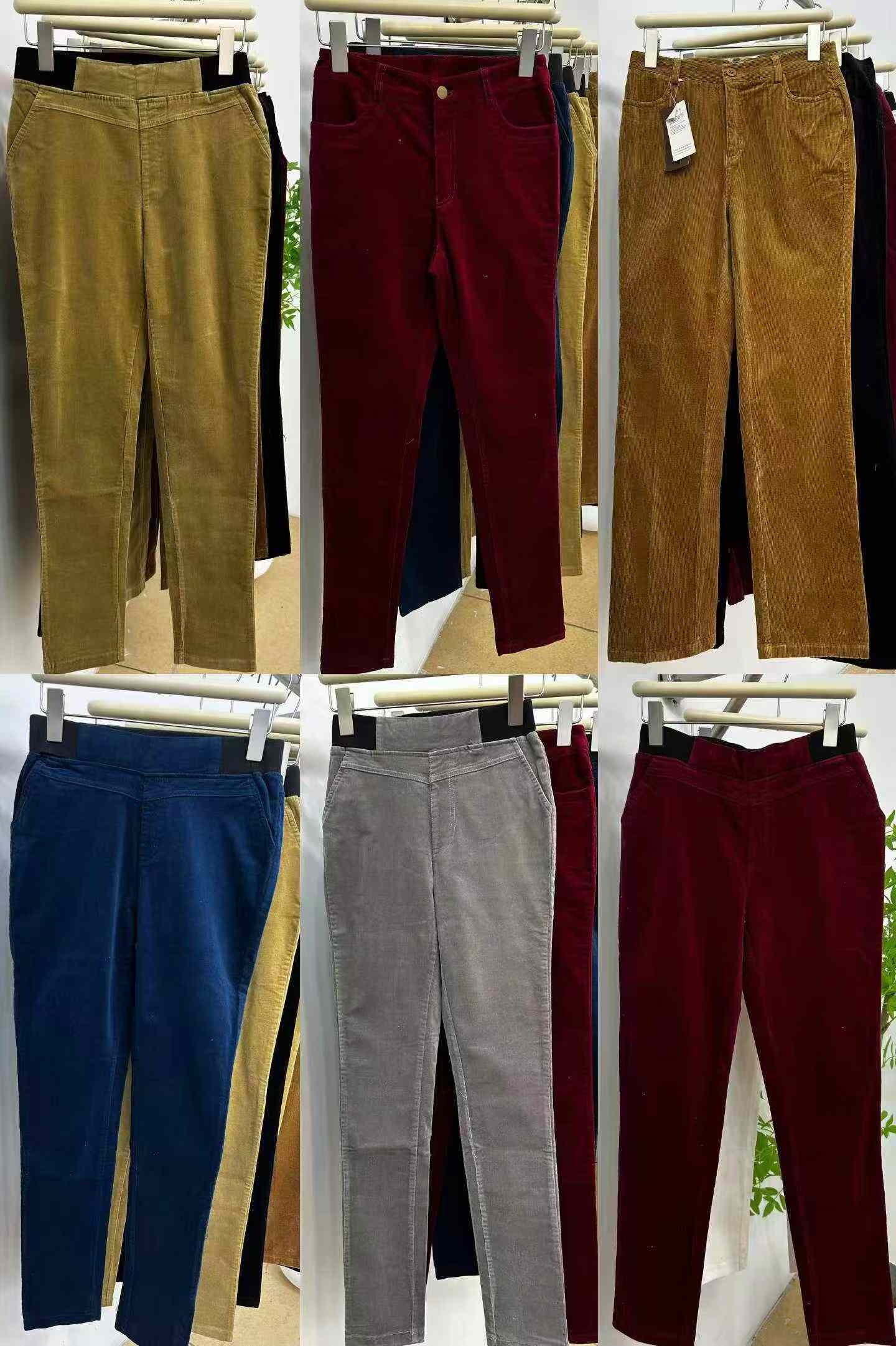 2624 Pieces Maillard Corduroy Autumn Winter High Waist Slim Stretch Flared Casual Long Pants - Image 7