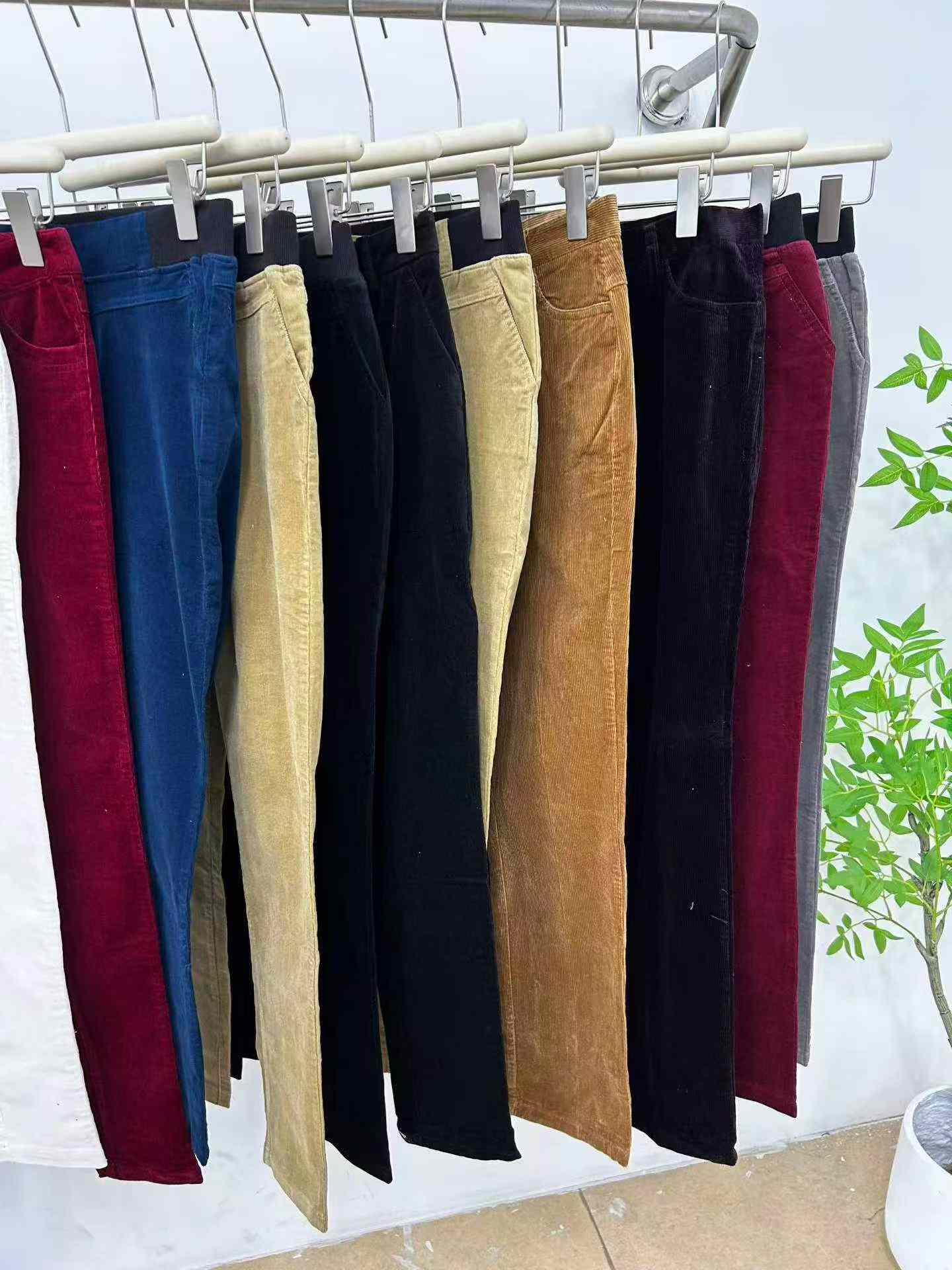 2624 Pieces Maillard Corduroy Autumn Winter High Waist Slim Stretch Flared Casual Long Pants - Image 9