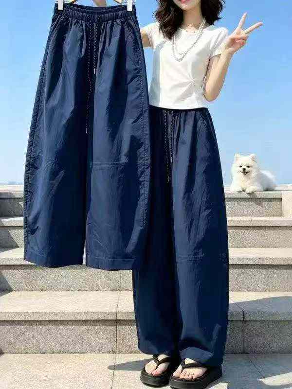 Pantalon ballon d'été style coréen, taille haute, jambe large, 3200 pièces - Image 3