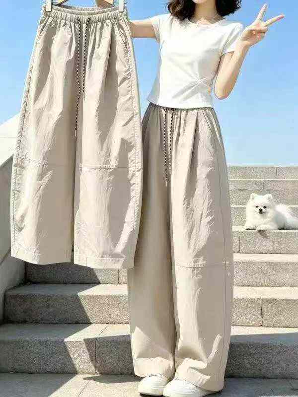 Pantalon ballon d'été style coréen, taille haute, jambe large, 3200 pièces - Image 4