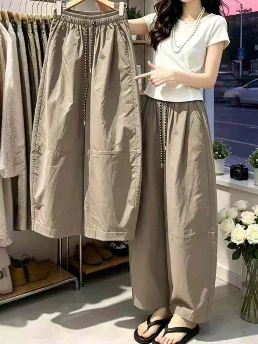 Pantalon ballon d'été style coréen, taille haute, jambe large, 3200 pièces - Image 7