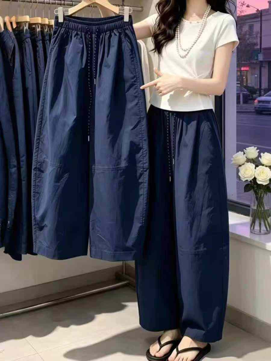 Pantalon ballon d'été style coréen, taille haute, jambe large, 3200 pièces - Image 8