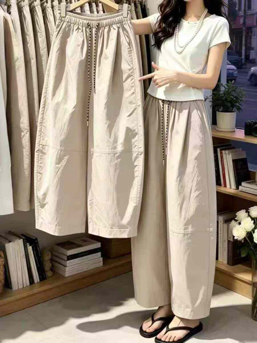 Pantalon ballon d'été style coréen, taille haute, jambe large, 3200 pièces - Image 9