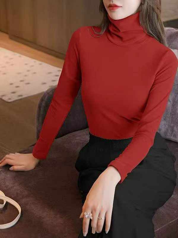 Women's Stacked Turtleneck Long Sleeve Cotton Base T-Shirt 351 Pieces - Image 3