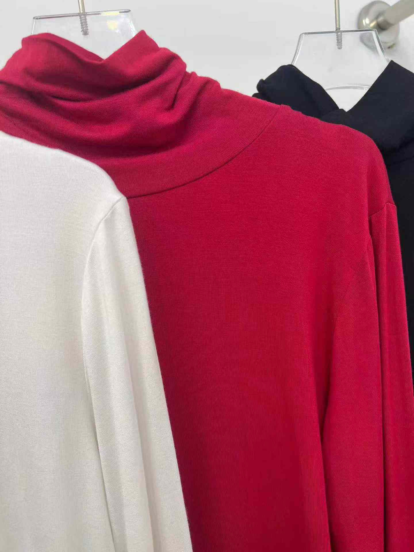 Women's Stacked Turtleneck Long Sleeve Cotton Base T-Shirt 351 Pieces - Image 4