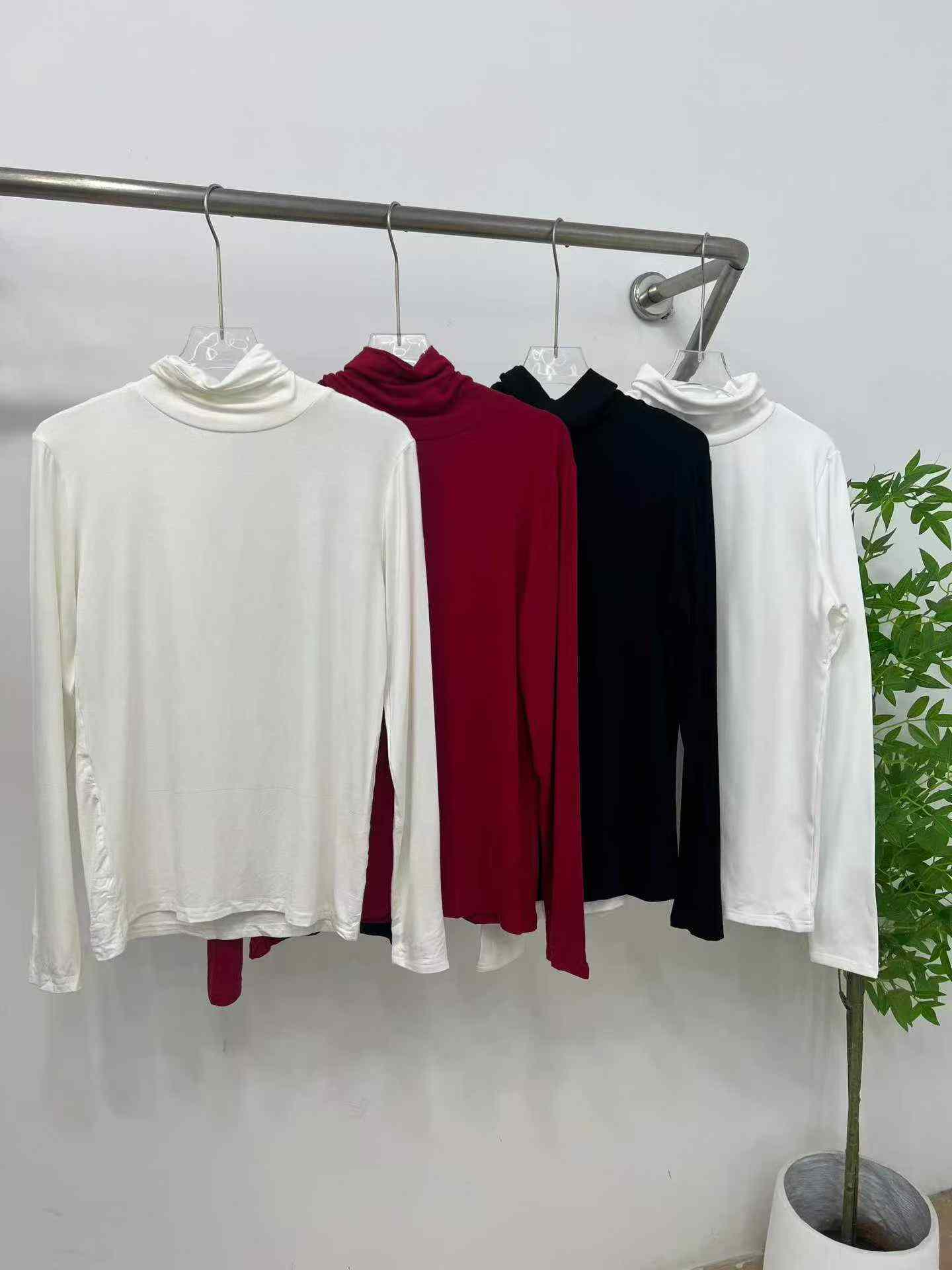 Women's Stacked Turtleneck Long Sleeve Cotton Base T-Shirt 351 Pieces - Image 5