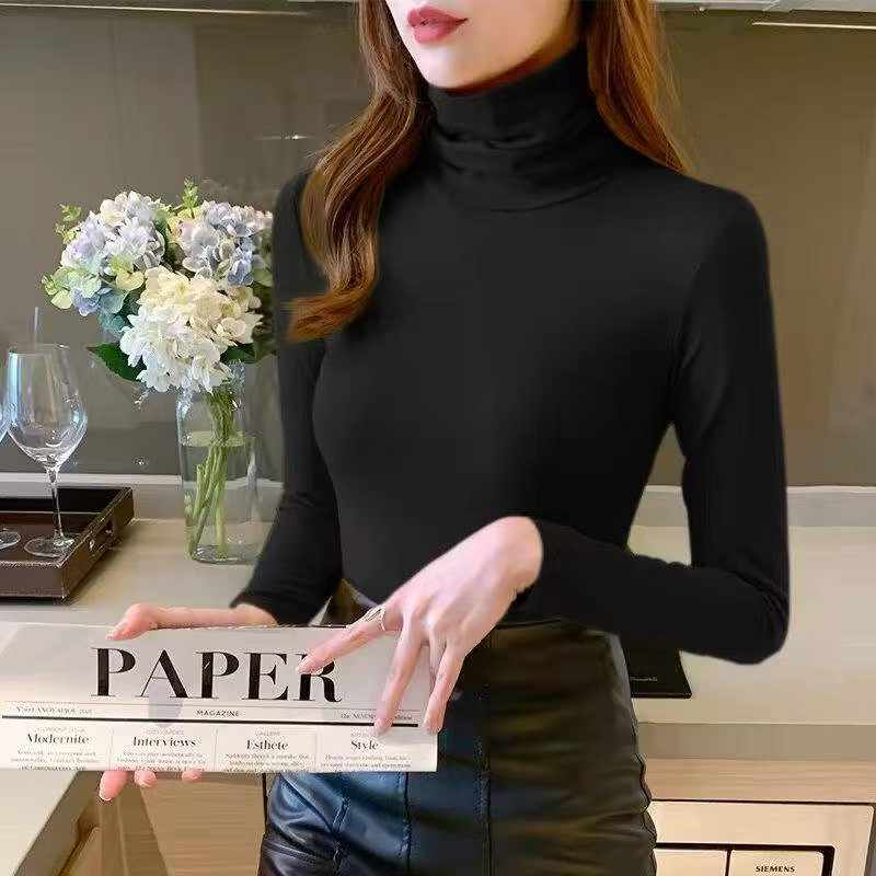 Women's Stacked Turtleneck Long Sleeve Cotton Base T-Shirt 351 Pieces - Image 6