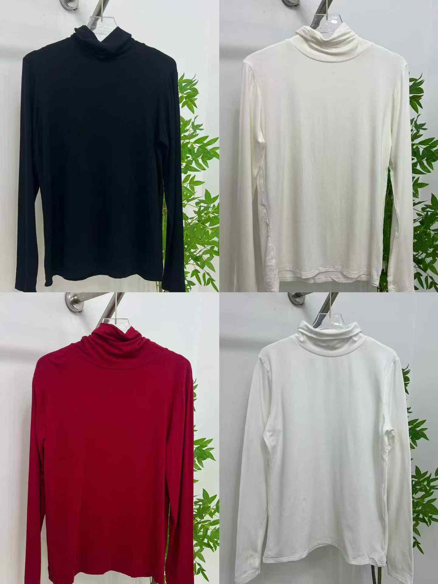 Women's Stacked Turtleneck Long Sleeve Cotton Base T-Shirt 351 Pieces - Image 7