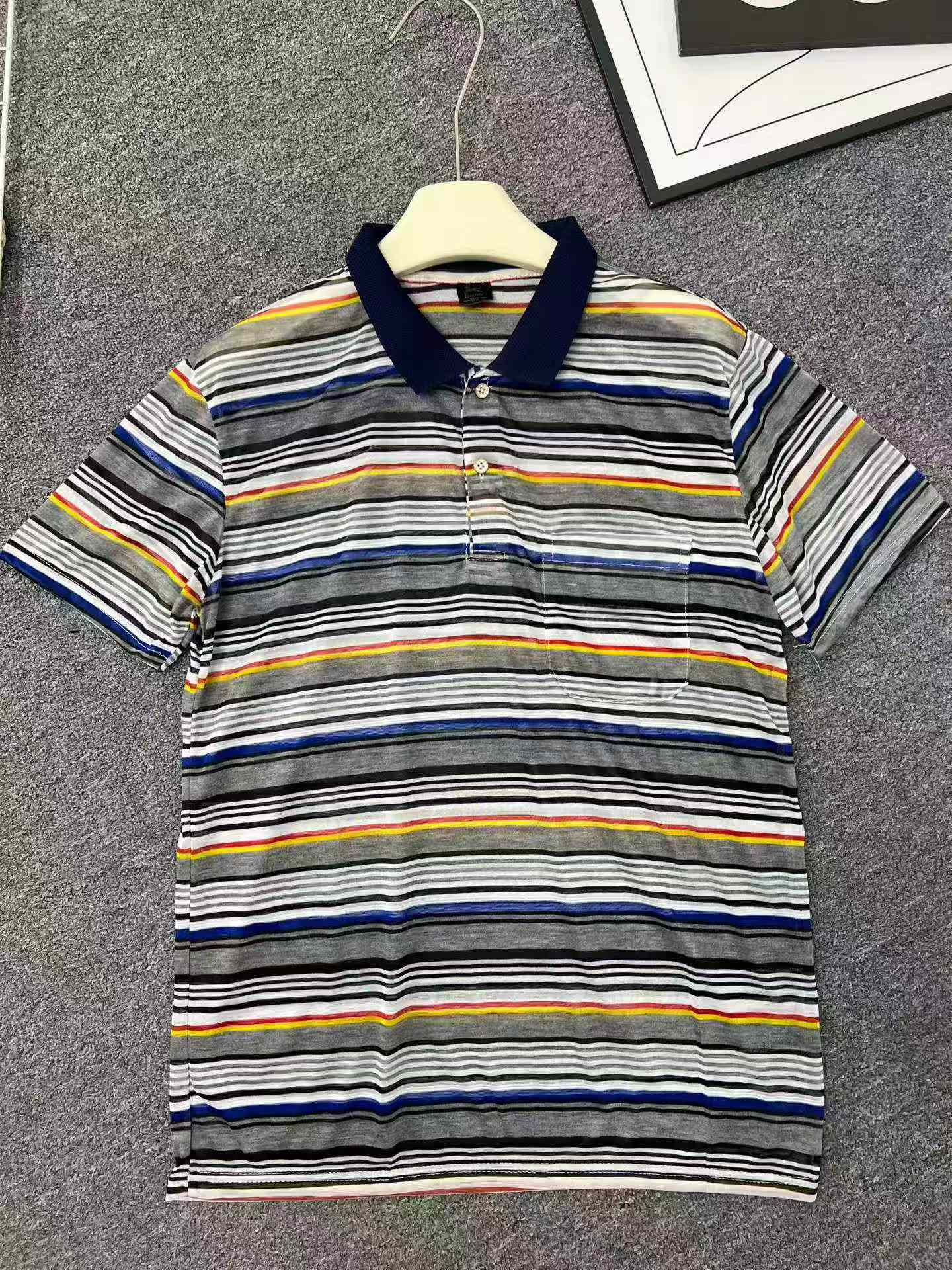 16000 Pieces Full Clearance Striped Short Sleeve Polo Collar Men Dad T-shirts - Image 5