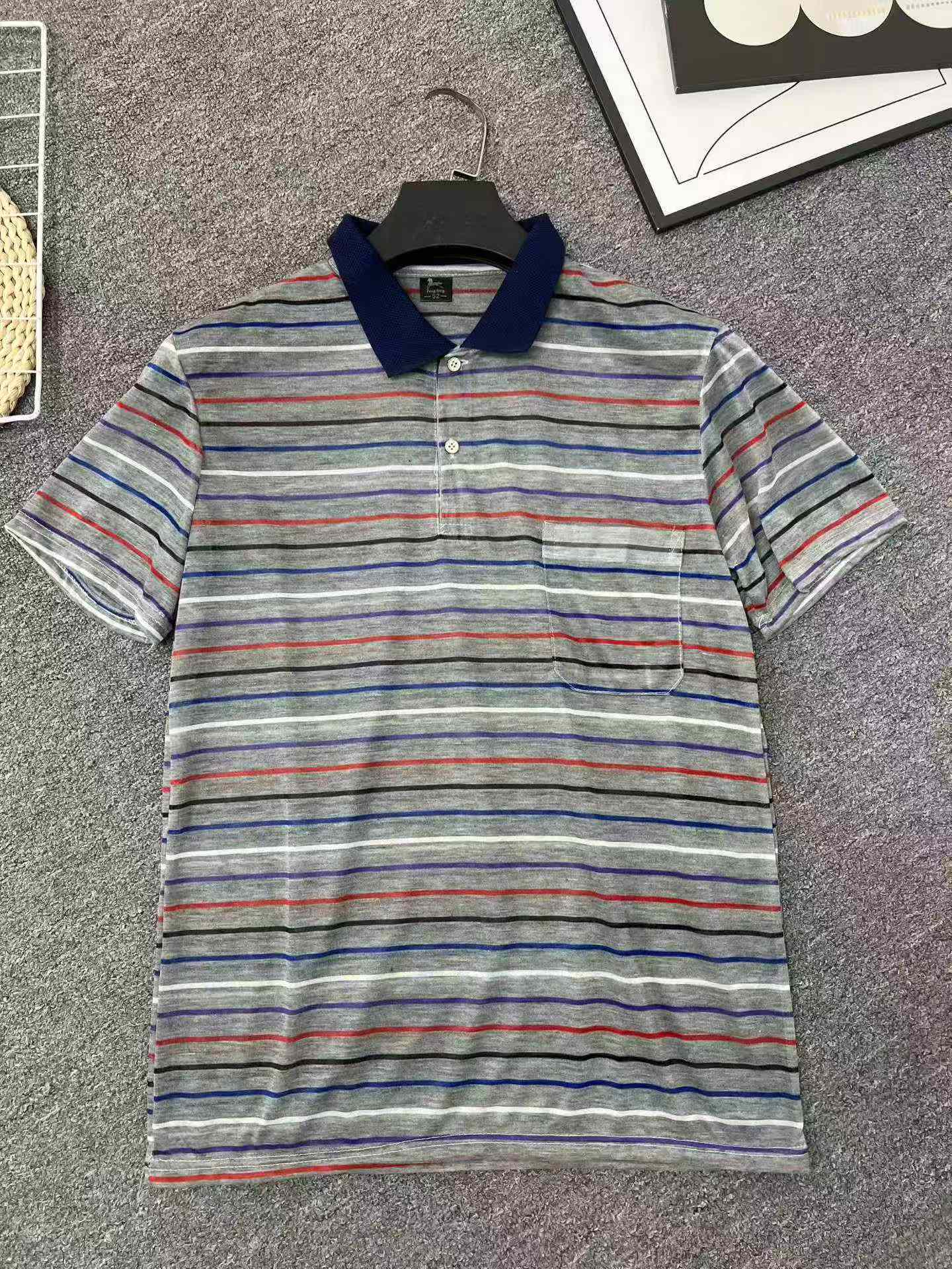 16000 Pieces Full Clearance Striped Short Sleeve Polo Collar Men Dad T-shirts - Image 6